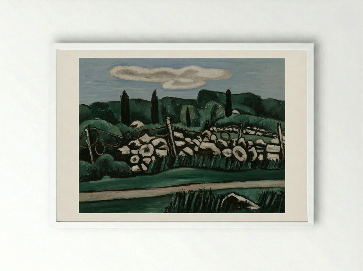 The Last Stone Walls, Dogtown - Marsden Hartley - Framed Print White