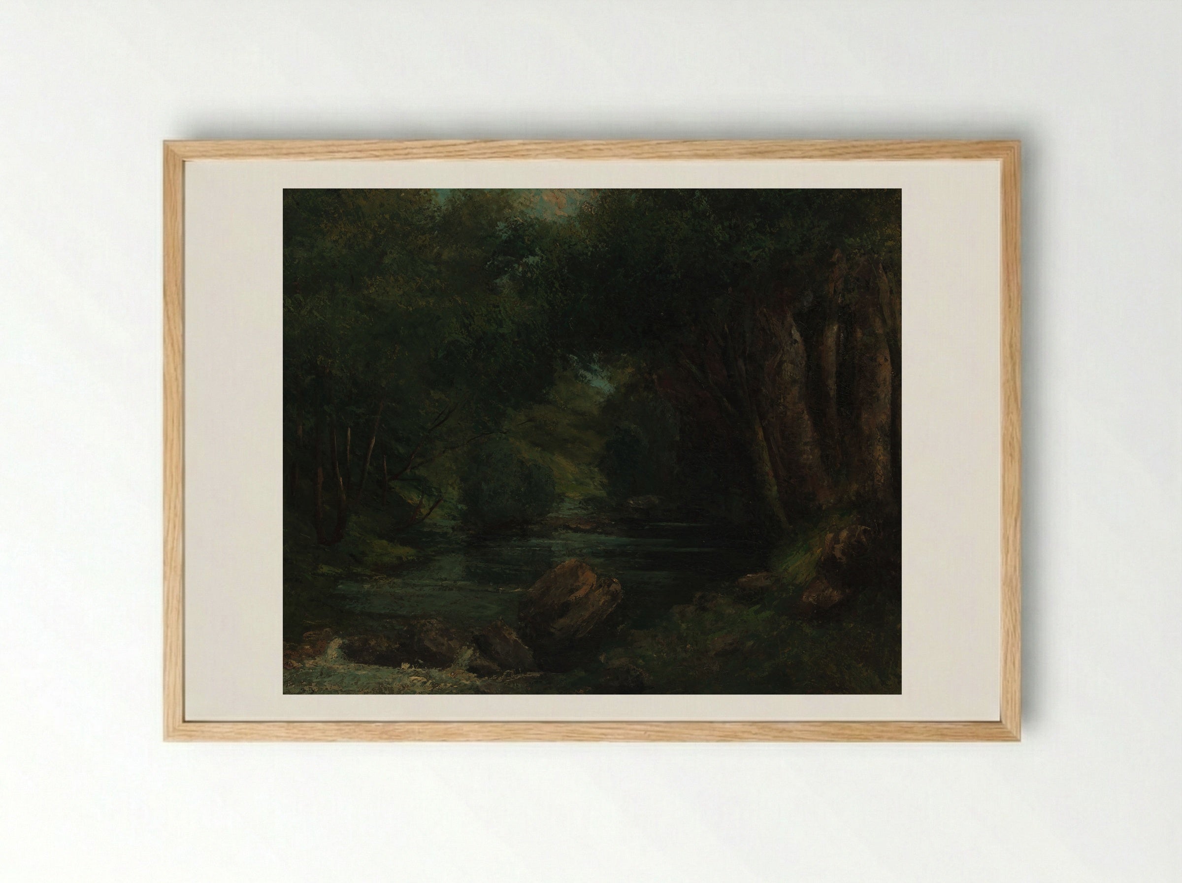 A Brook in the Forest - Gustave Courbet - Framed Print Wood