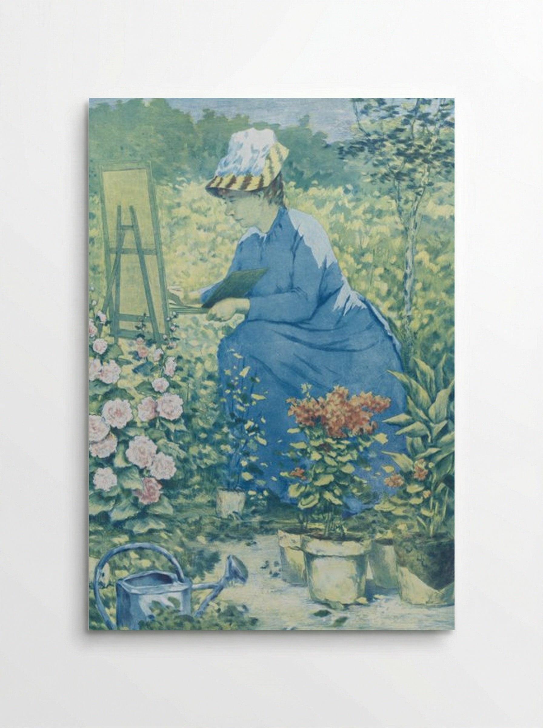 Jeanne Gonzales Painting in the Garden - Henri-Charles Guérard - Poster