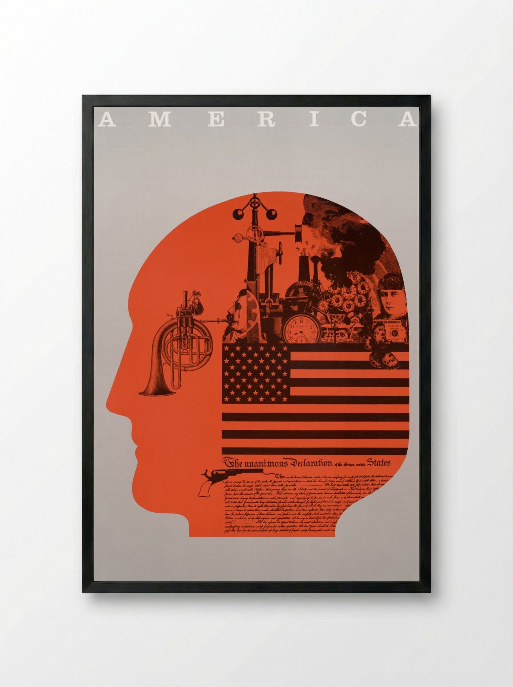 America: The Unanimous Declaration of the Thirteen United States - Fine Art Print - Framed Print Black