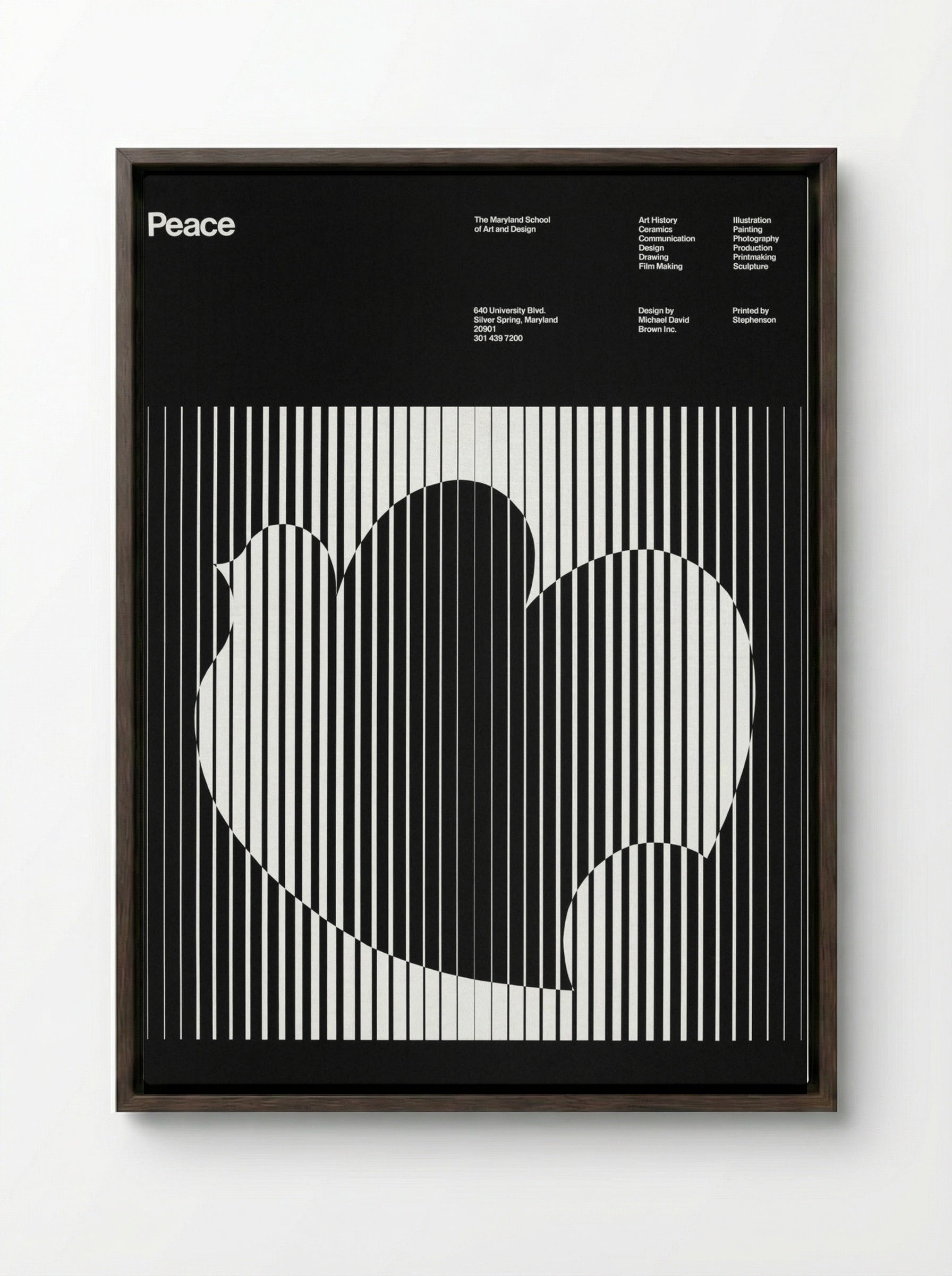 Peace (Maryland School of Art and Design Poster) - Michael David Brown - Framed Canvas Dark Wood
