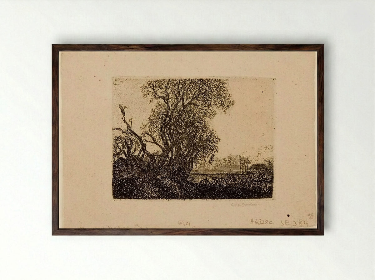 Barrow Hedges Farm - Graham Sutherland - Framed Print Dark Wood