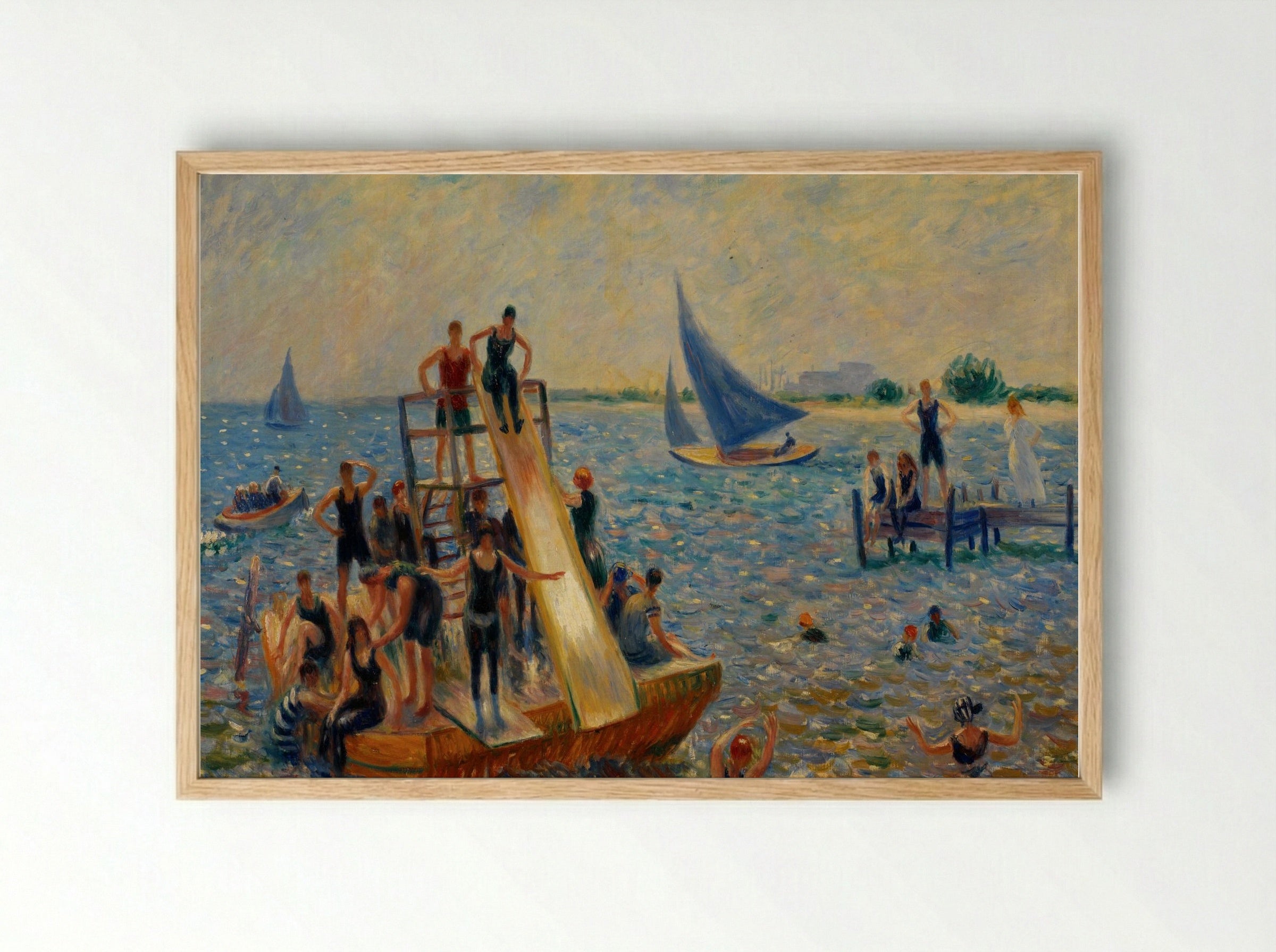 The Raft - William James Glackens - Framed Print Wood