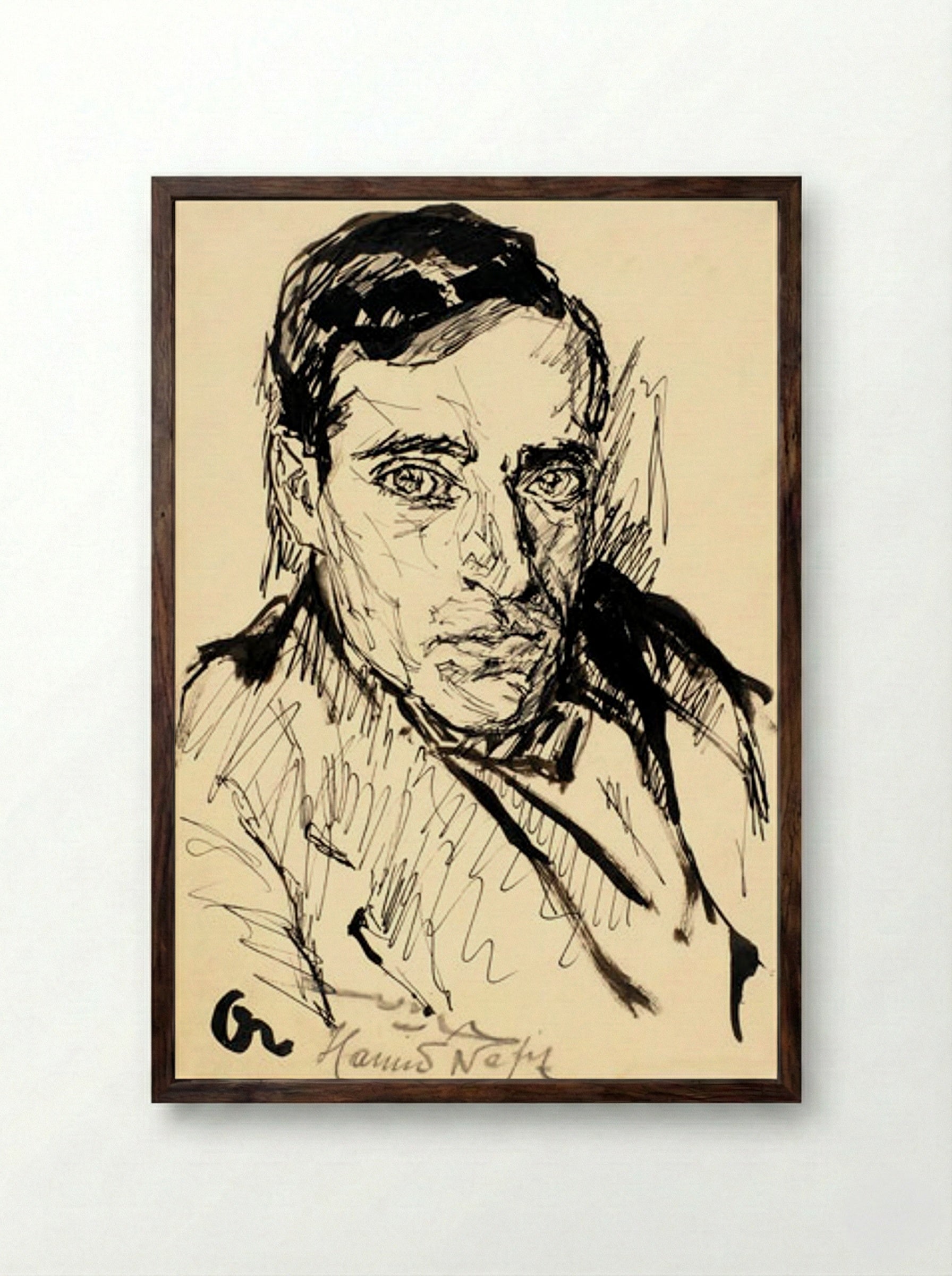 Portrait Study - Hamid Nafir - Framed Print Dark Wood