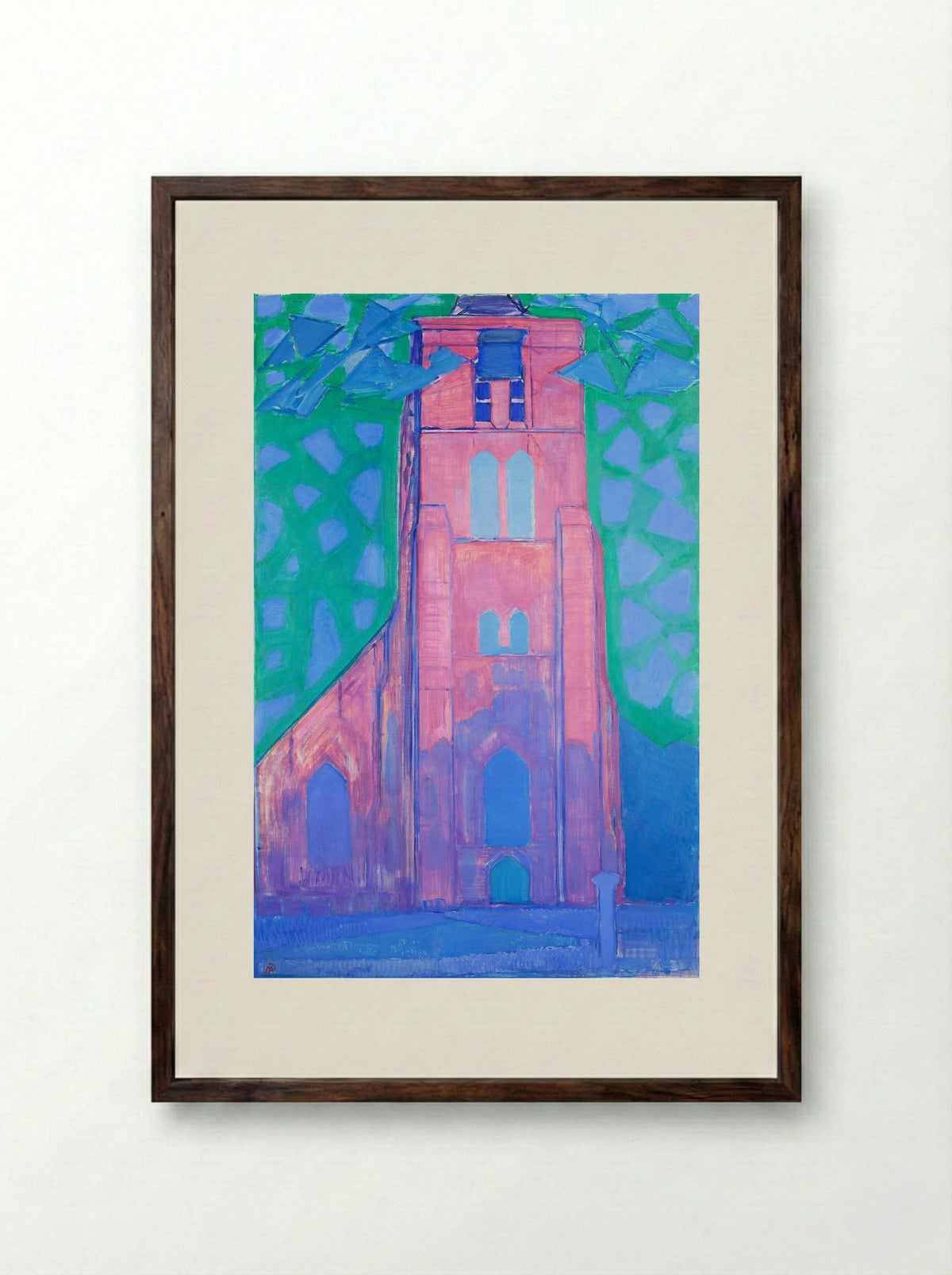Church Tower at Domburg - Piet Mondrian - Framed Print Dark Wood