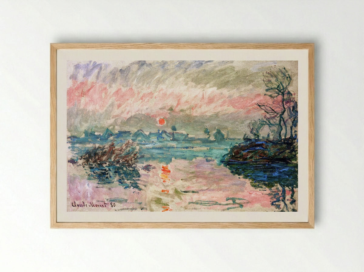 Sunset at Lavacourt - Claude Monet - Framed Print Wood