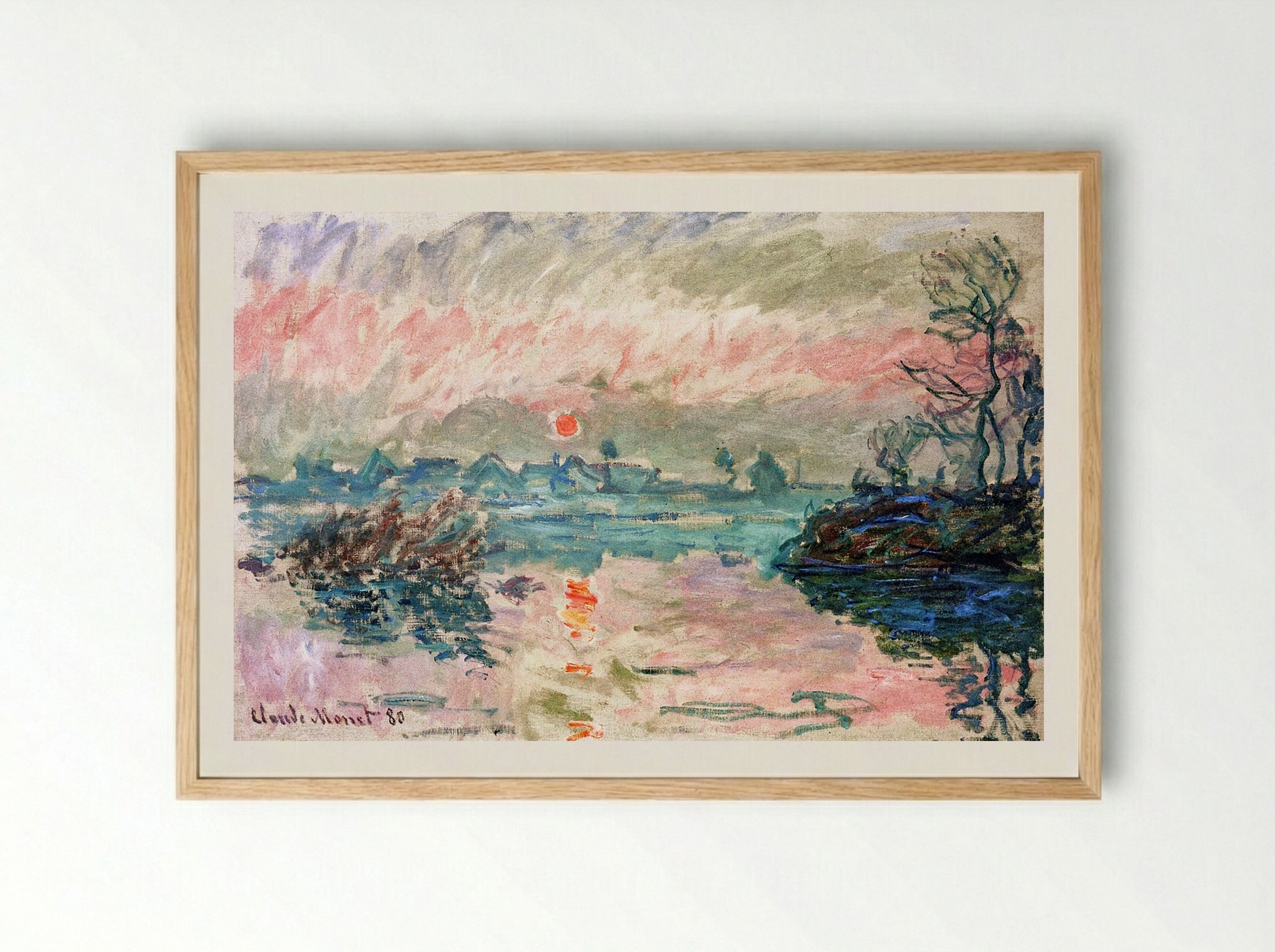 Sunset at Lavacourt - Claude Monet - Framed Print Wood