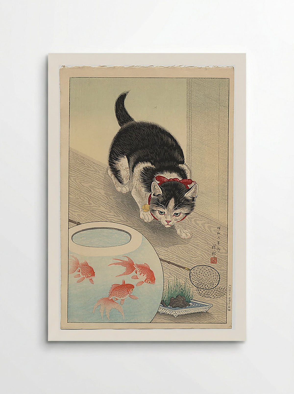 Cat and Bowl of Goldfish - Utagawa Kuniyoshi - Poster