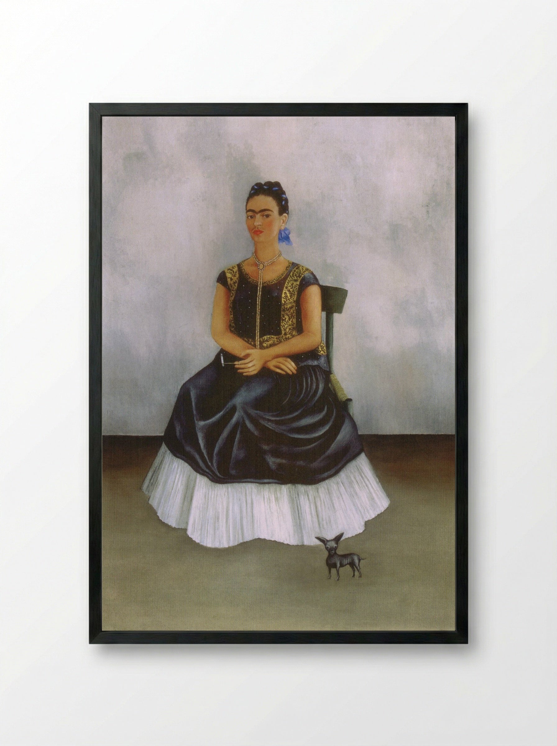 Itzcuintli Dog with Me - Frida Kahlo - Framed Print Black