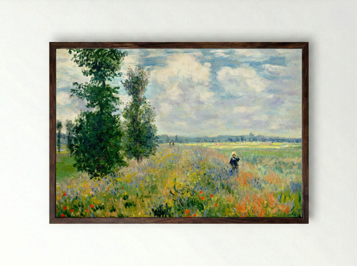 Poppy Field, Argenteuil - Claude Monet - Framed Print Dark Wood