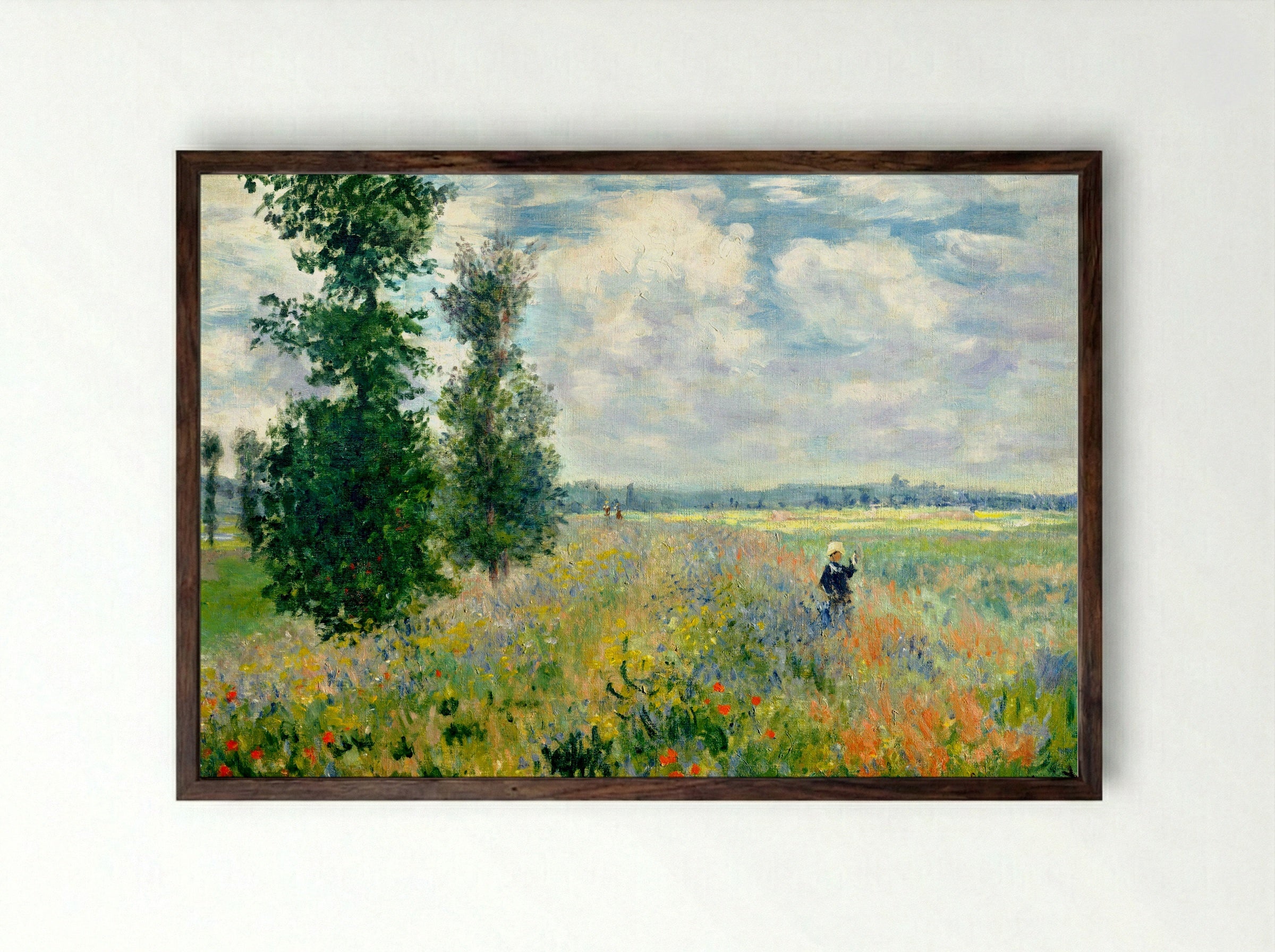 Poppy Field, Argenteuil - Claude Monet - Framed Print Dark Wood