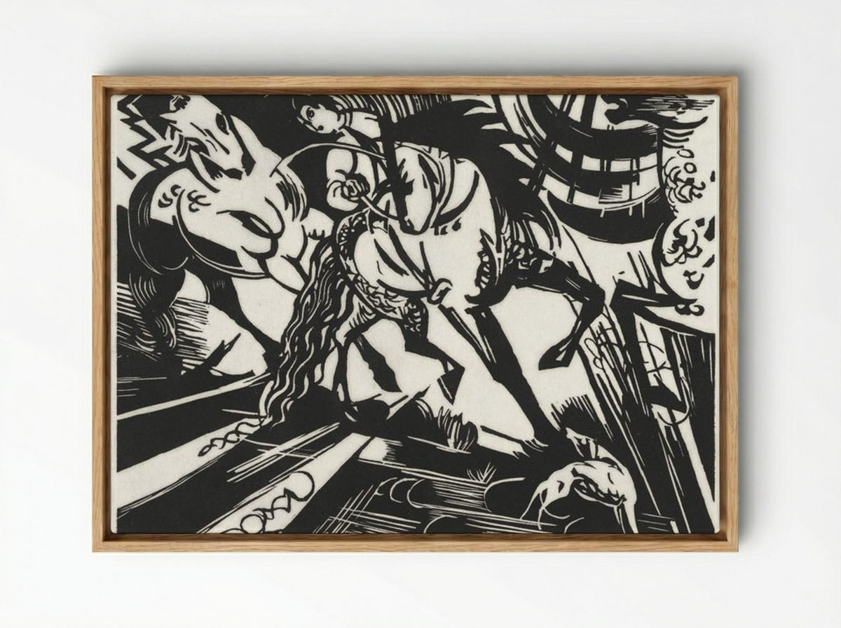 The Riding School - Franz Marc - Framed Canvas Wood