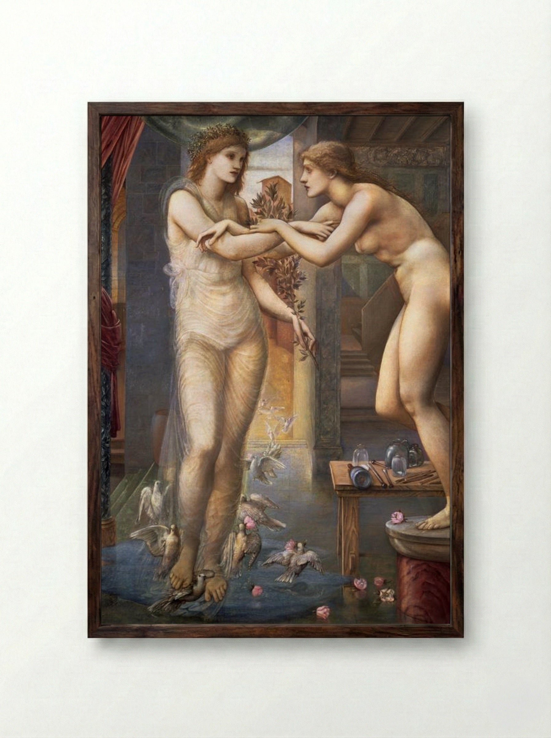 Pygmalion and the Image: The Godhead Fires - Edward Burne-Jones - Framed Print Dark Wood