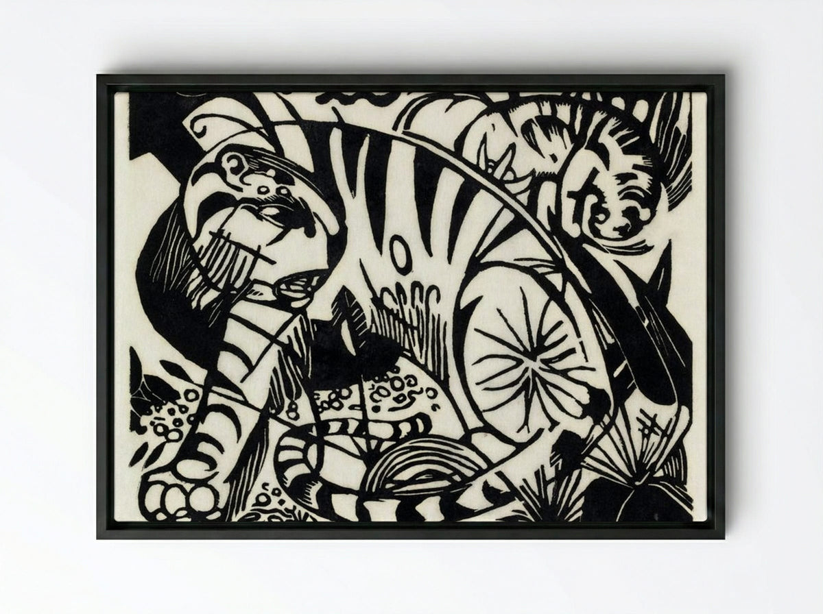 Tiger - Franz Marc - Framed Canvas Black