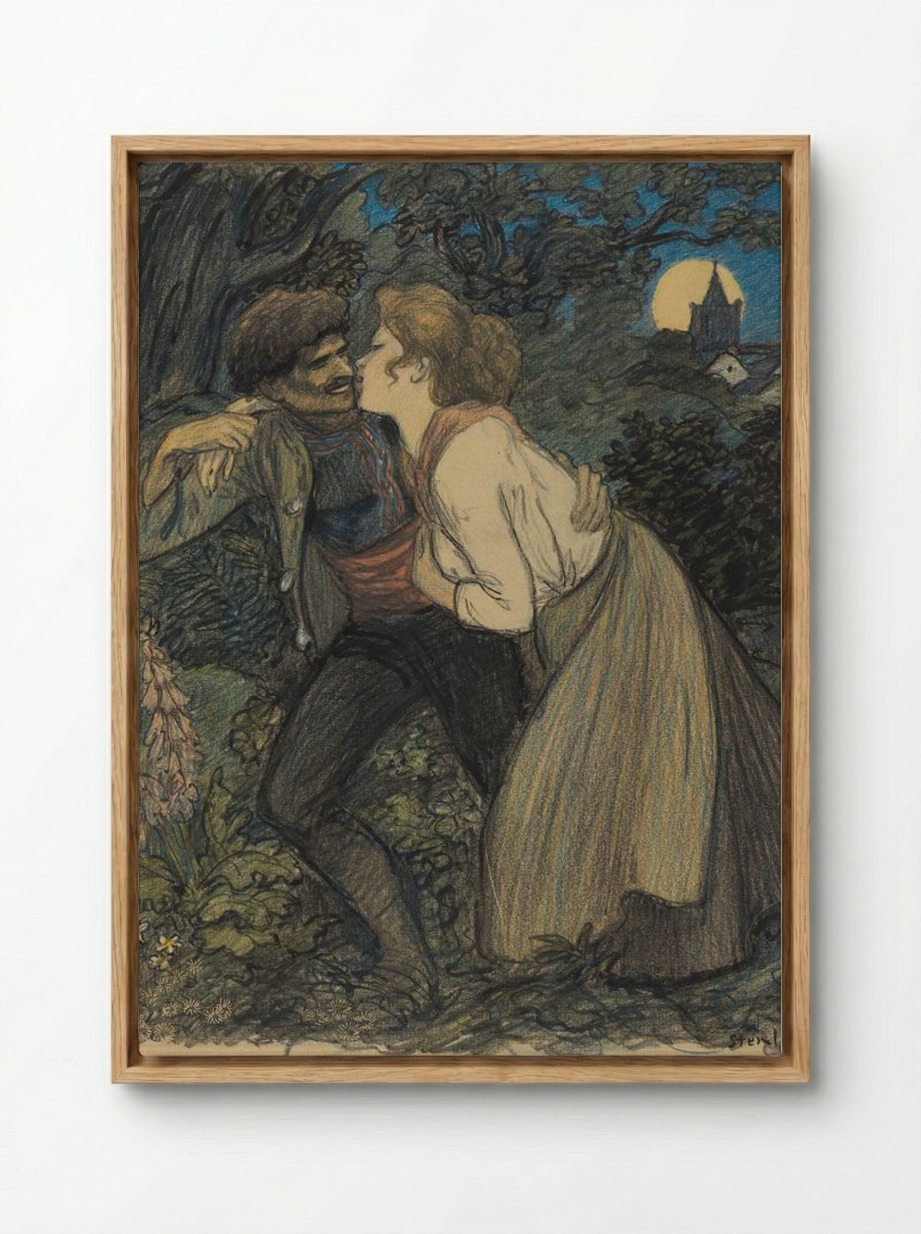 La chienne au loup - Théophile Alexandre Steinlen - Framed Canvas Wood