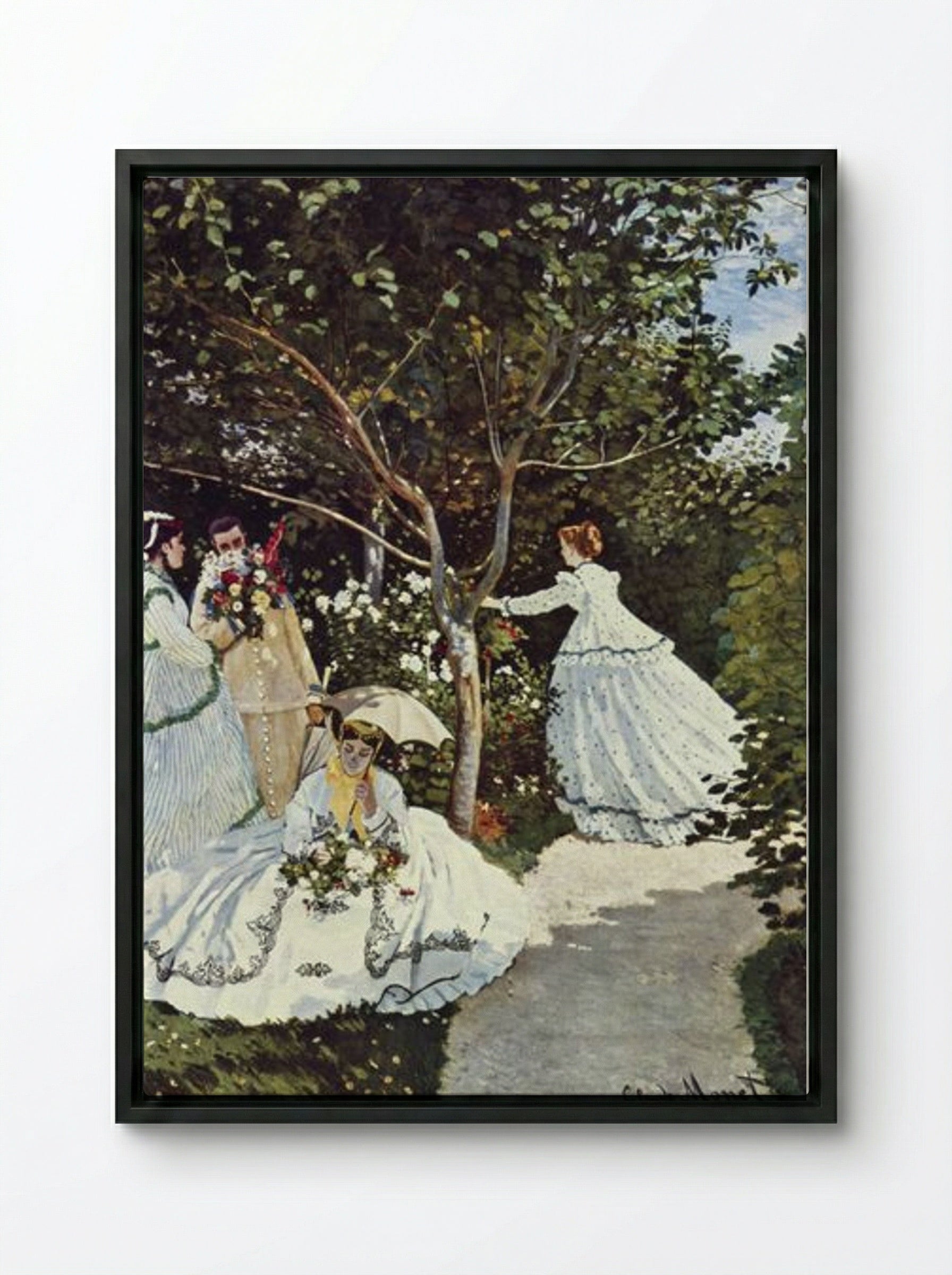Women in the Garden - Claude Monet - Framed Canvas Black
