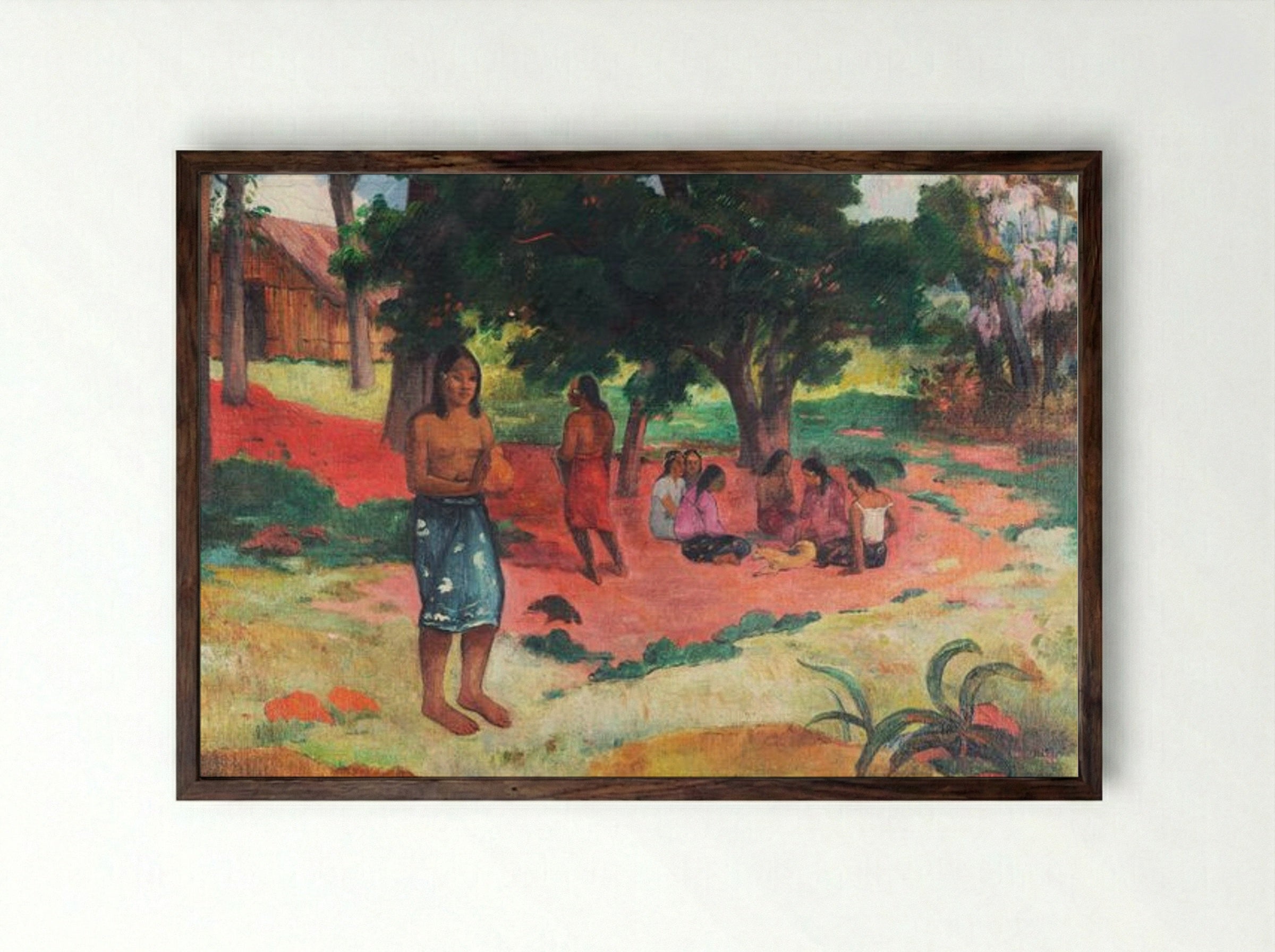 Whispered Words (Parau Parau) - Paul Gauguin - Framed Print Dark Wood
