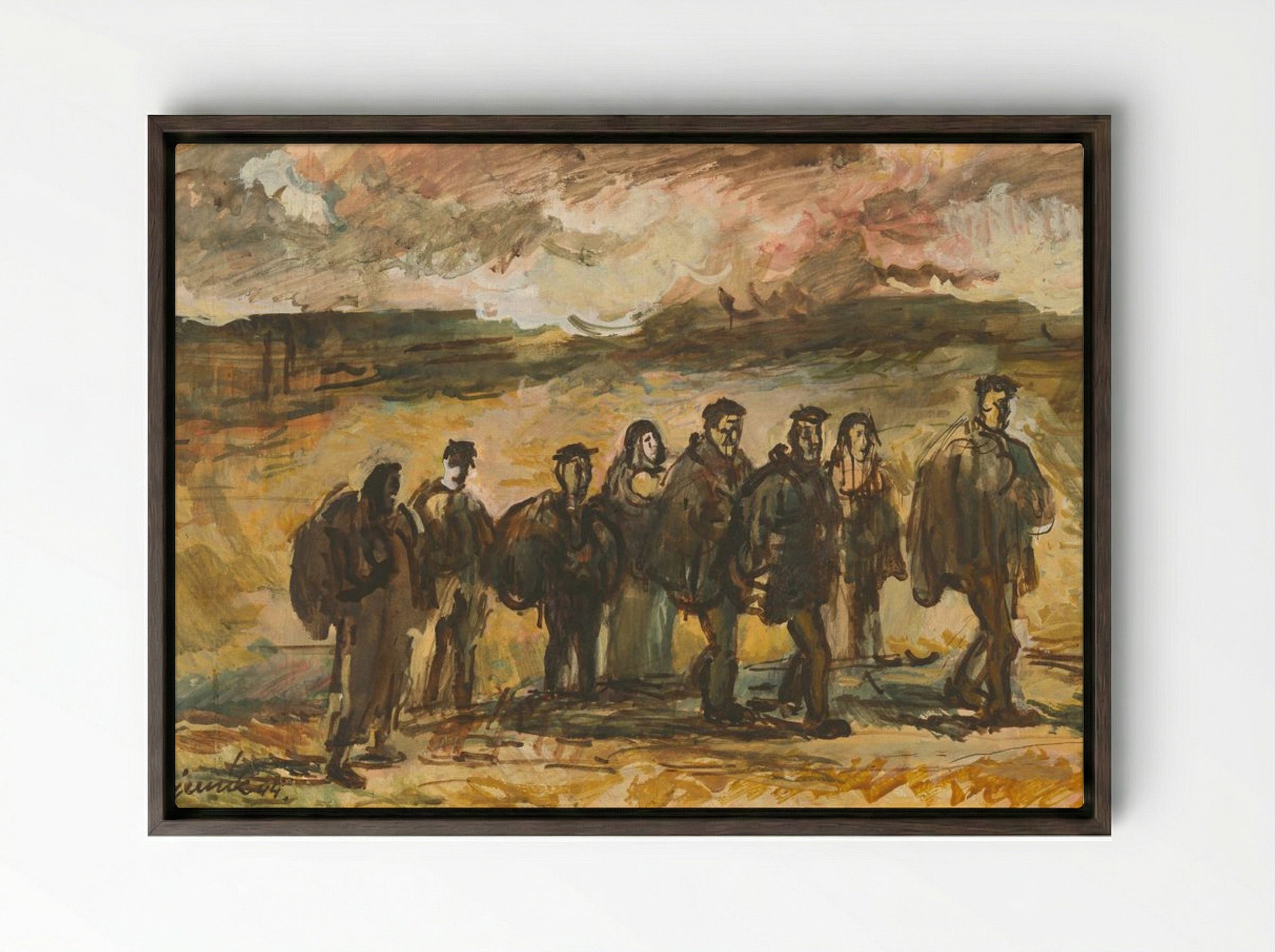 Refugees - Cyprián Majerník - Framed Canvas Dark Wood