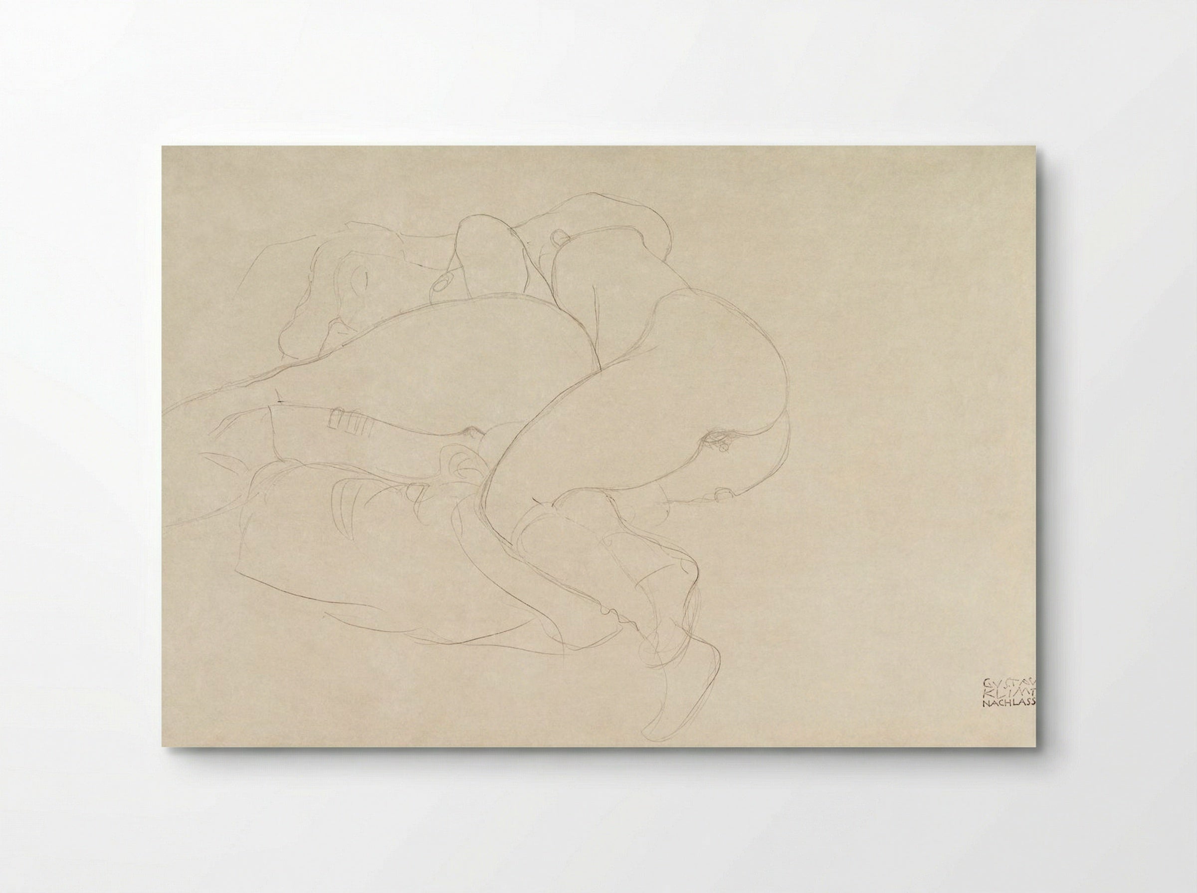 Two Women Friends Reclining (Study) - Gustav Klimt - Poster