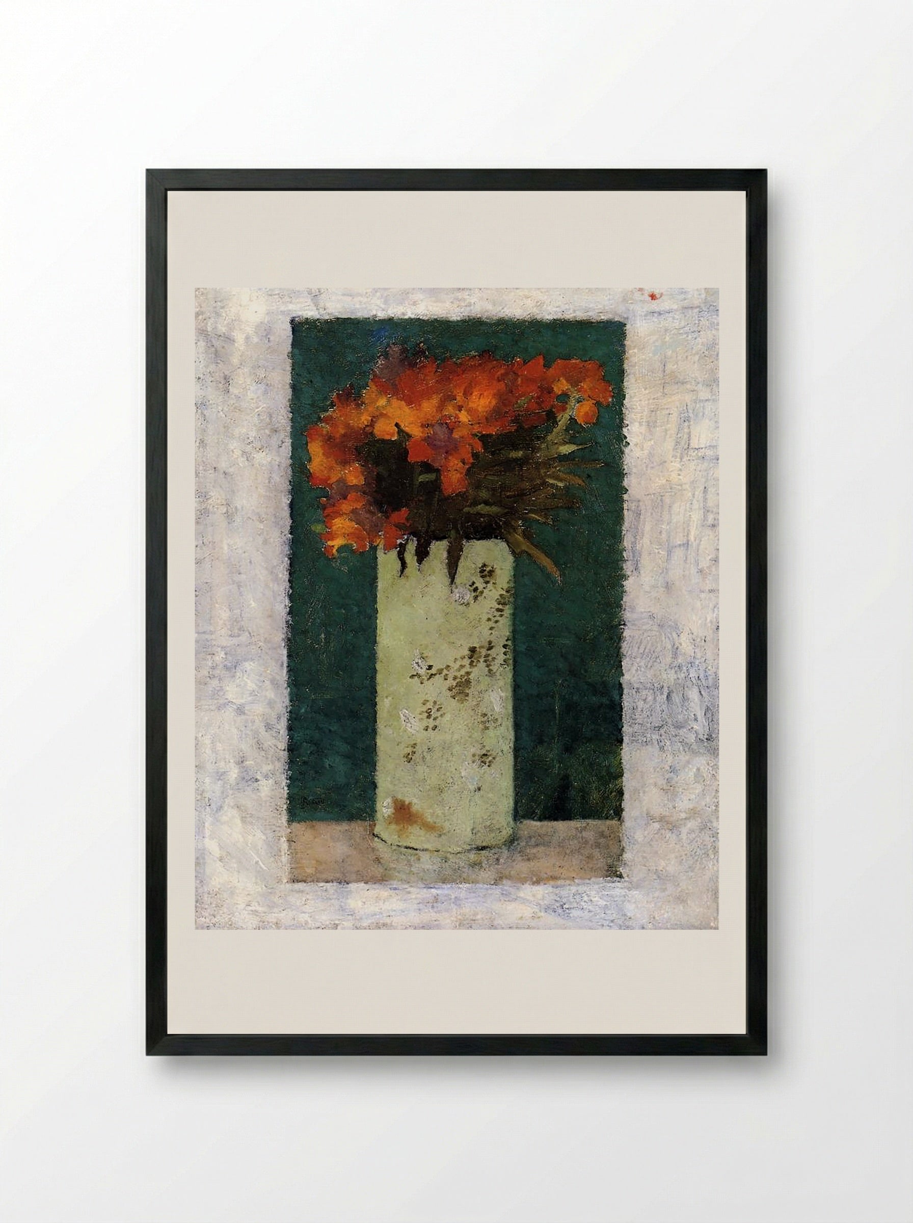 Pot of Flowers - Odilon Redon - Framed Print Black