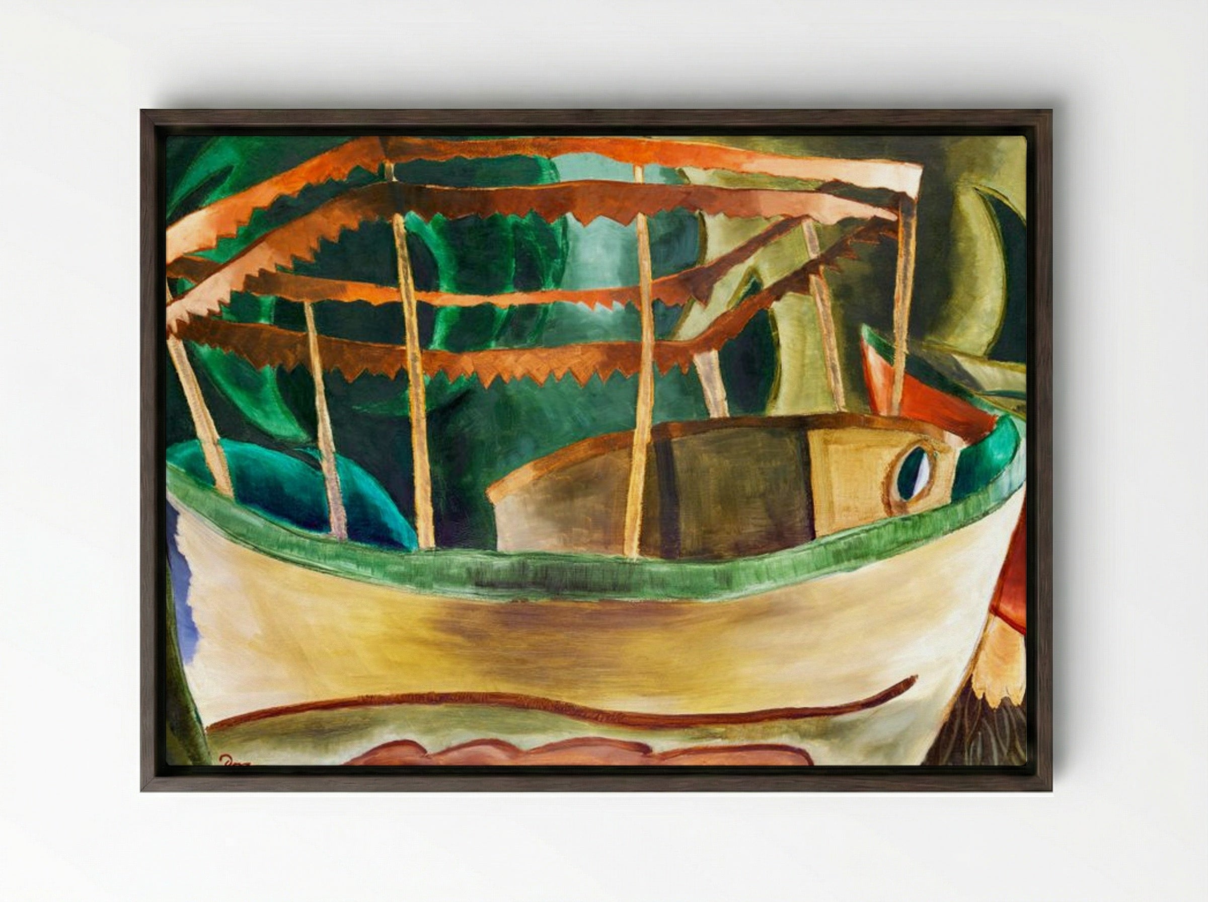 Fishboat - Arthur Dove - Framed Canvas Dark Wood