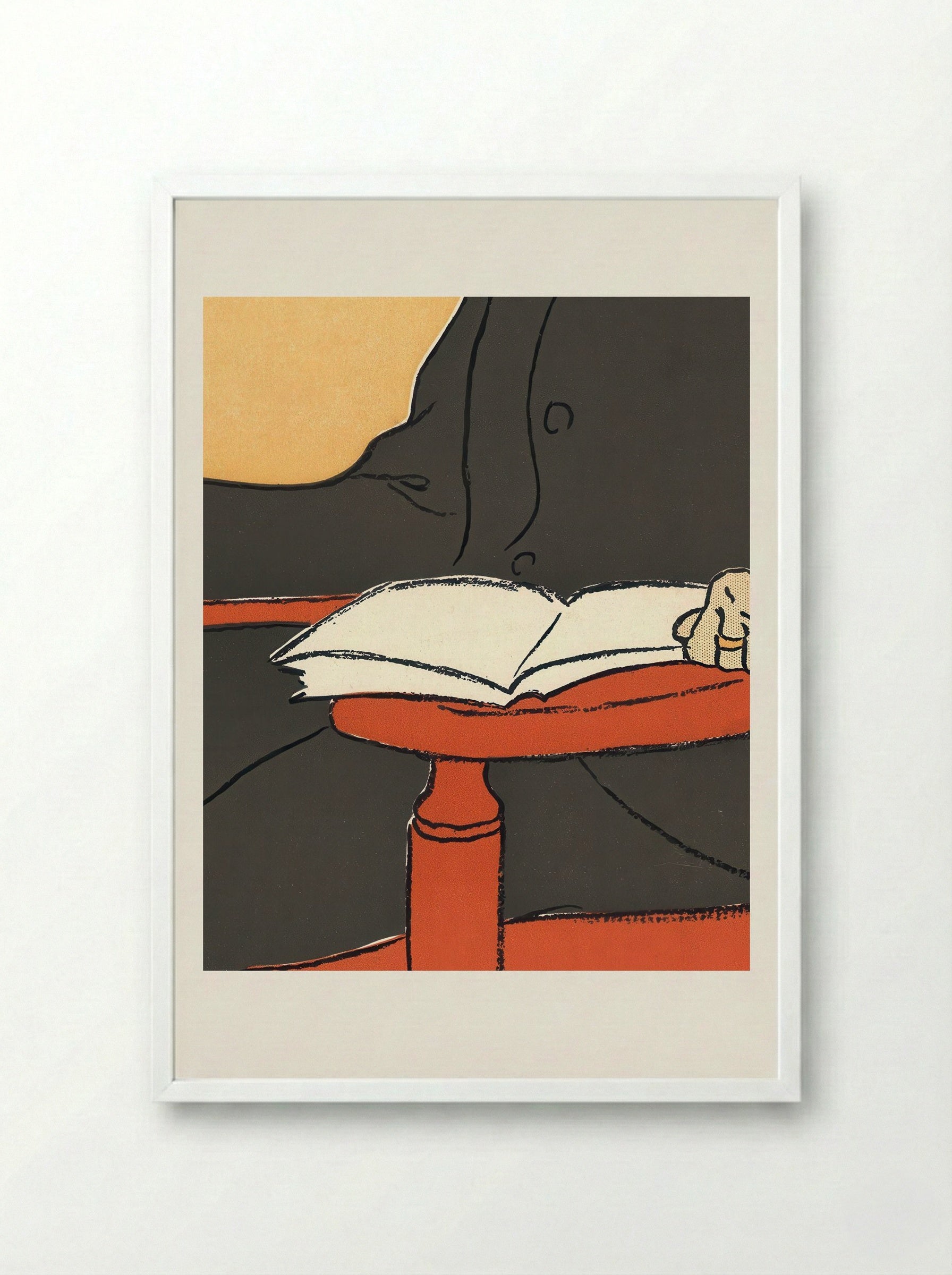 Man Reading in Armchair - Edward Penfield - Framed Print White