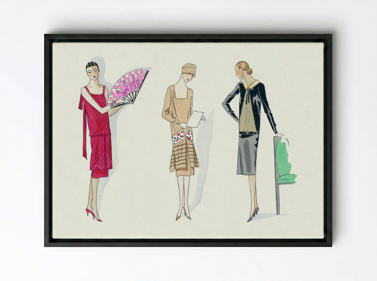 Three Dresses, 1926 - Bernard et Armand - Framed Canvas Black