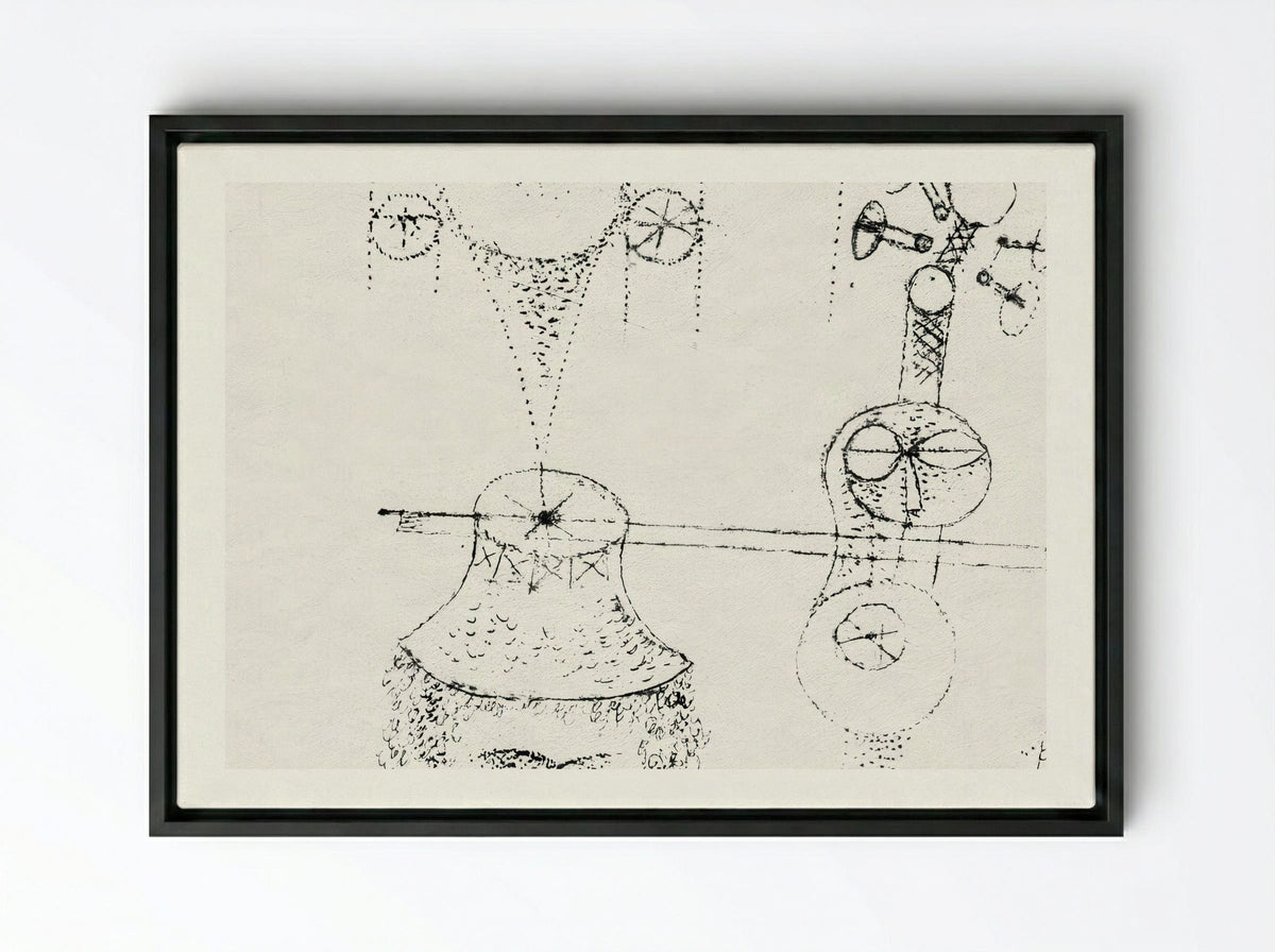 In Memory of an All-Girl Band - Paul Klee - Framed Canvas Black