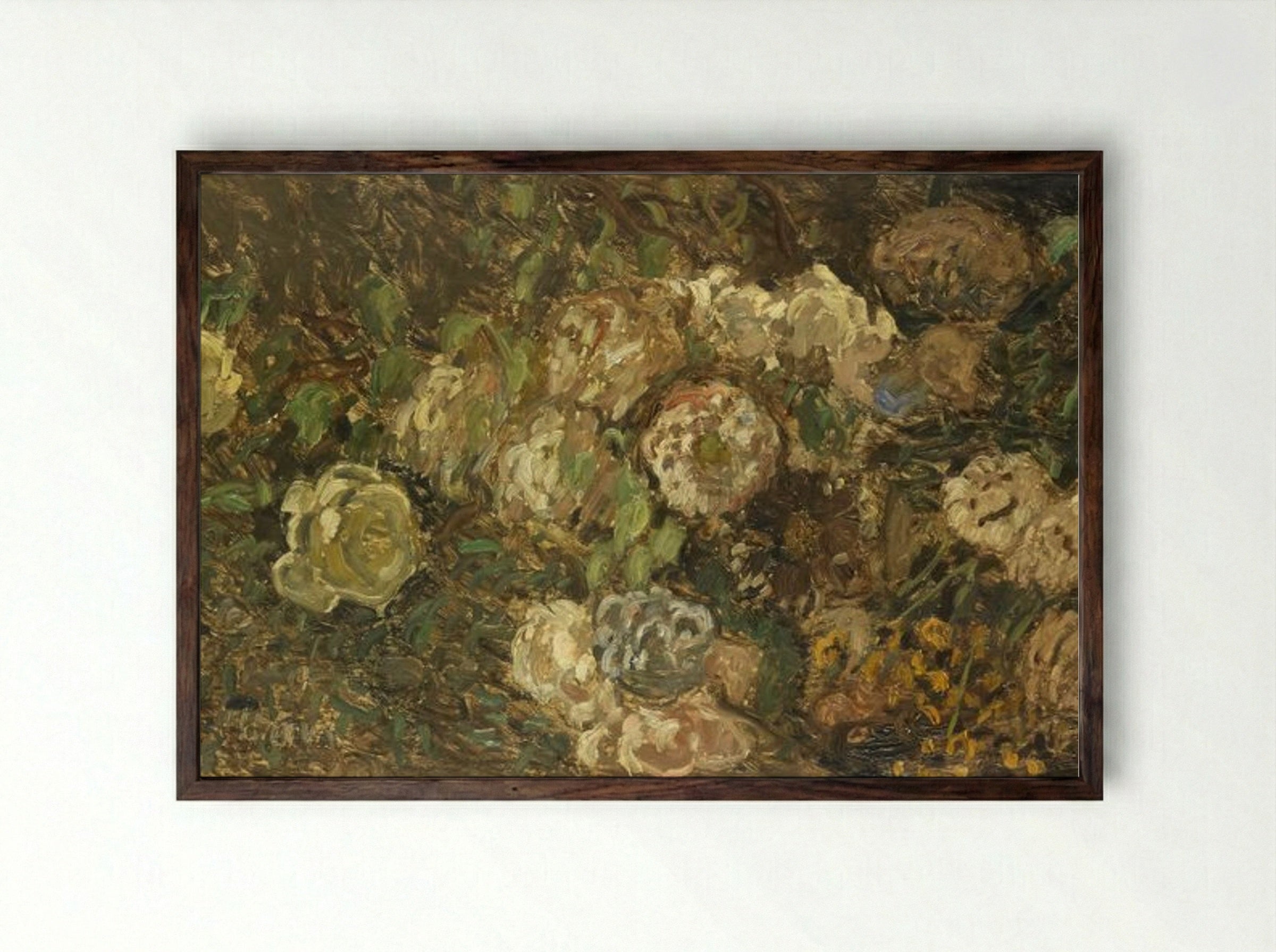 Flowers - Claude Monet - Framed Print Dark Wood