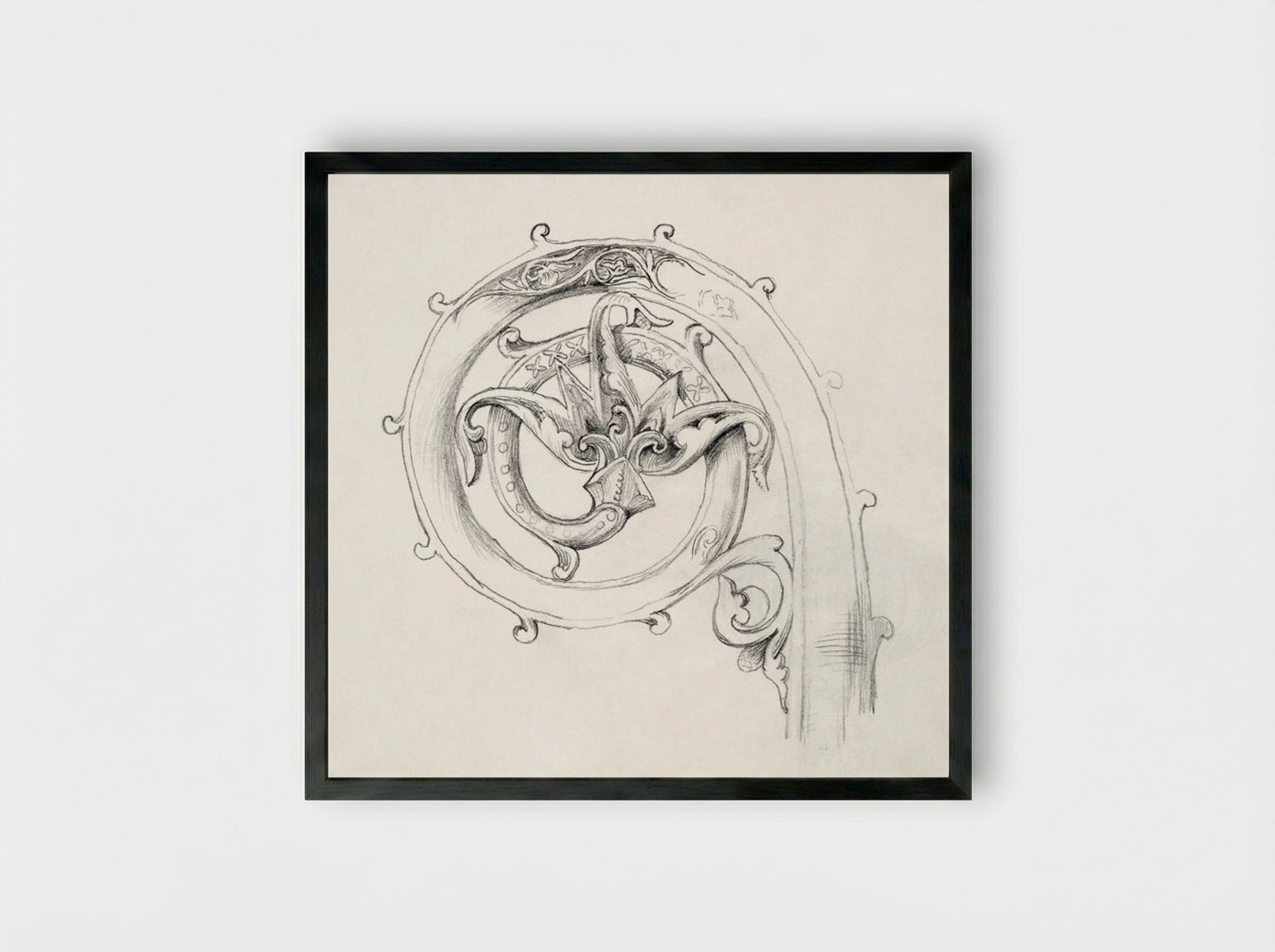 Sketch of Byzantine Ornament - Edward Burne-Jones - Framed Print Black