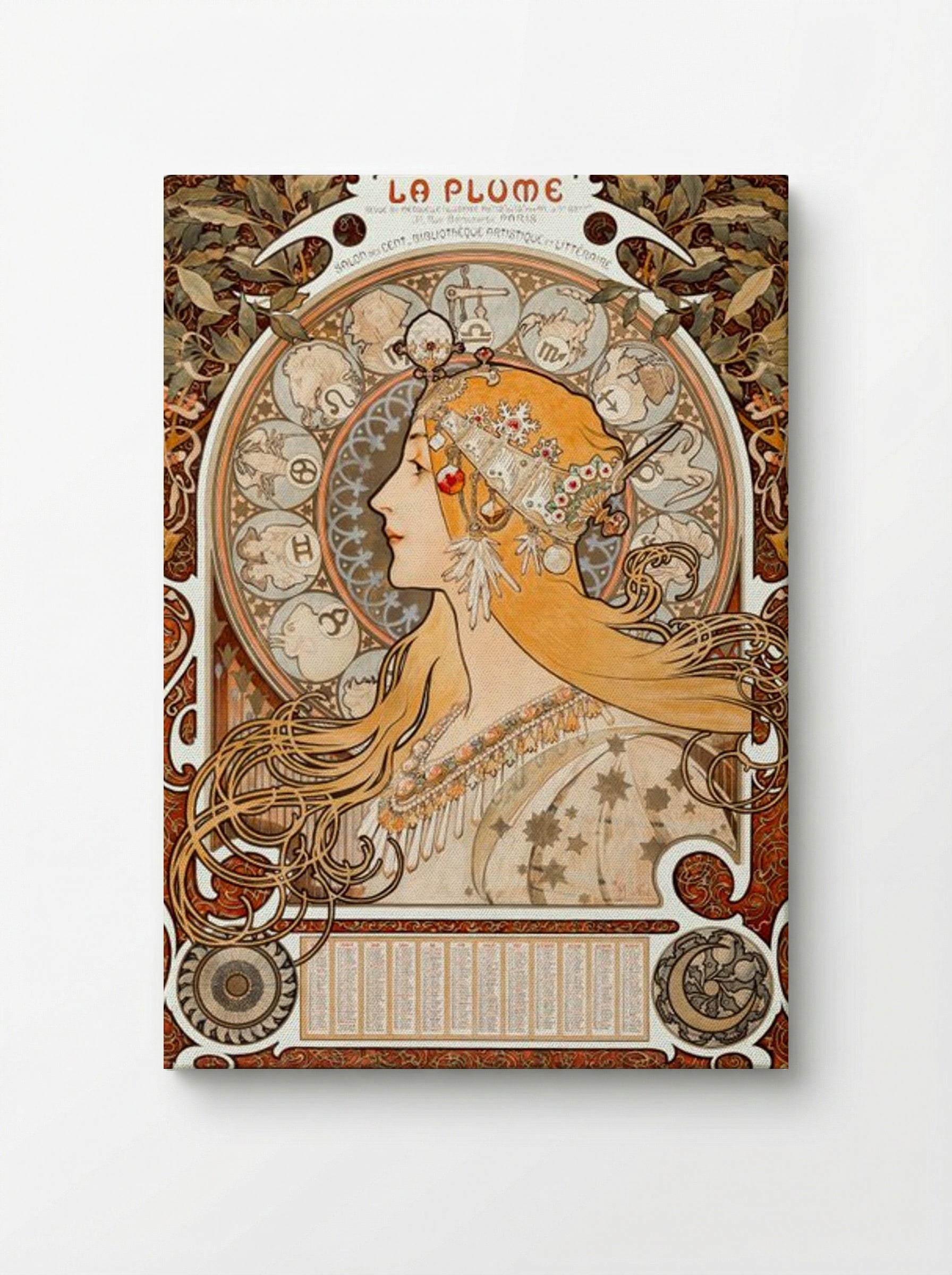 Zodiaque (La Plume) - Alphonse Mucha - Canvas