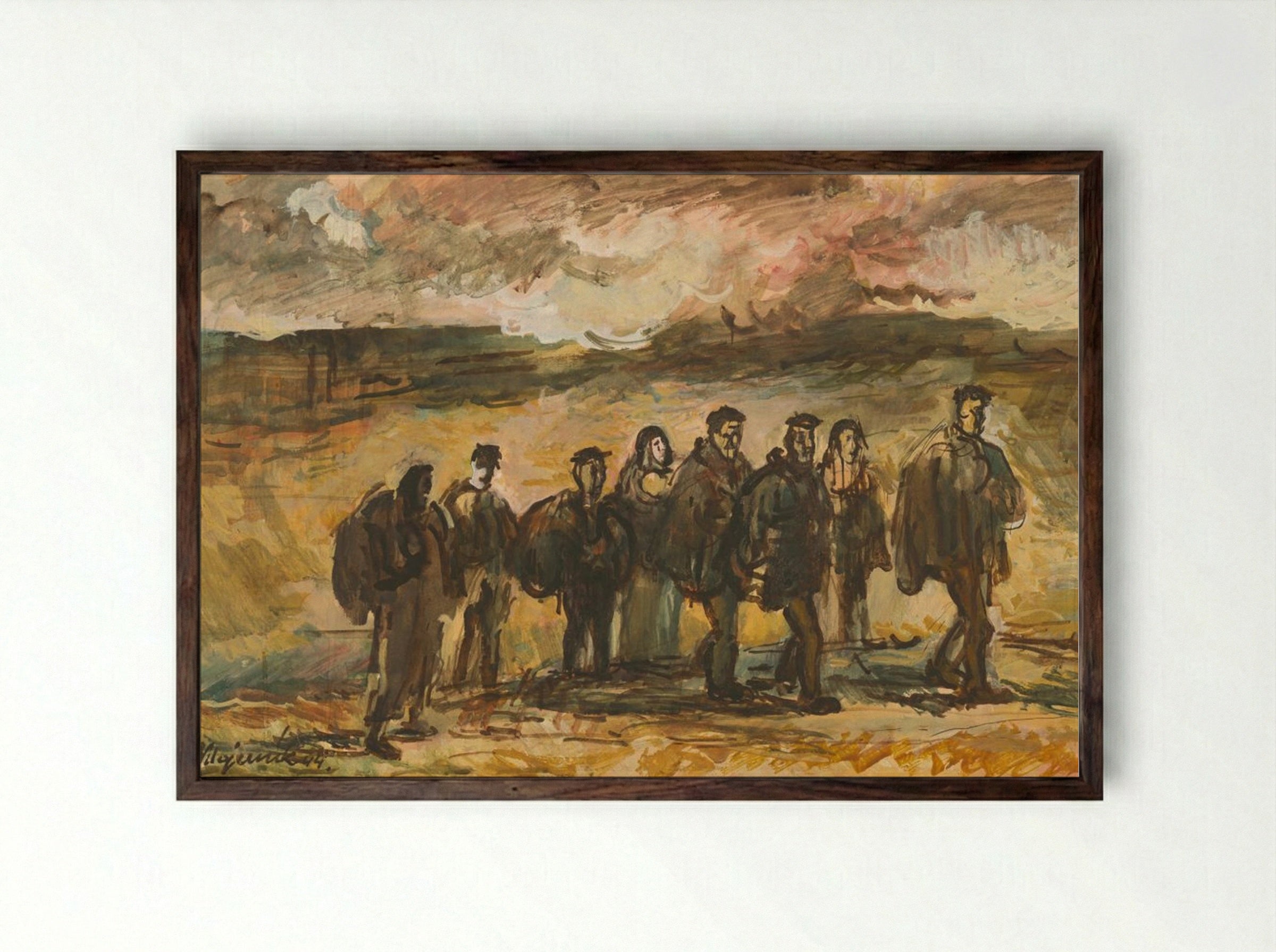 Refugees - Cyprián Majerník - Framed Print Dark Wood