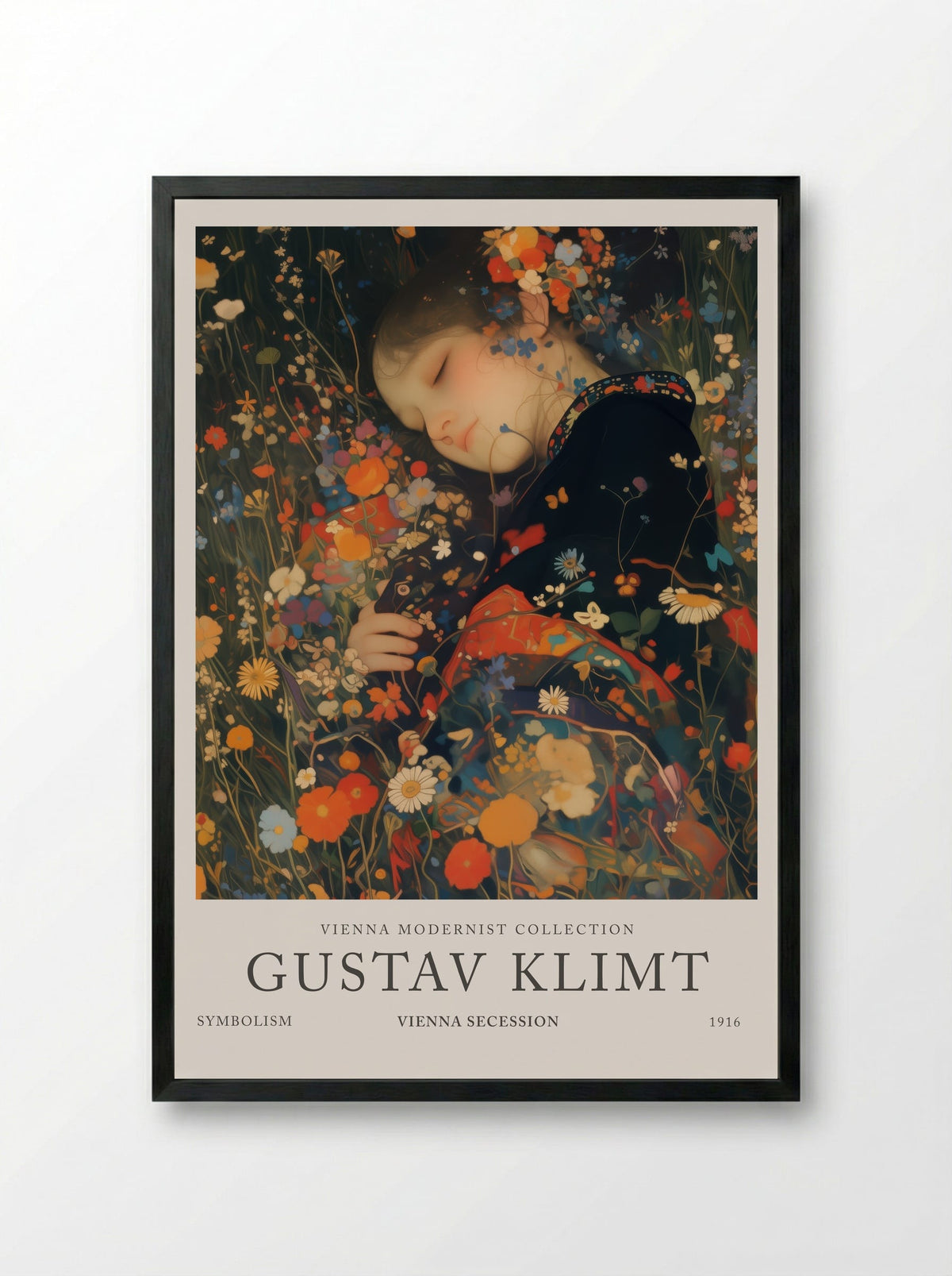 Lady of the Garden - Gustav Klimt - Framed Print Black