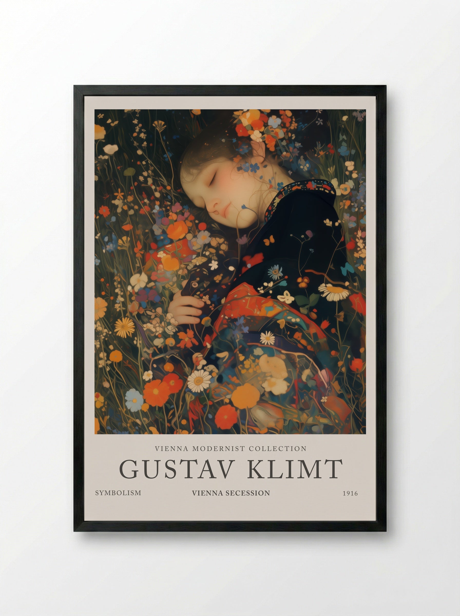Lady of the Garden - Gustav Klimt - Framed Print Black