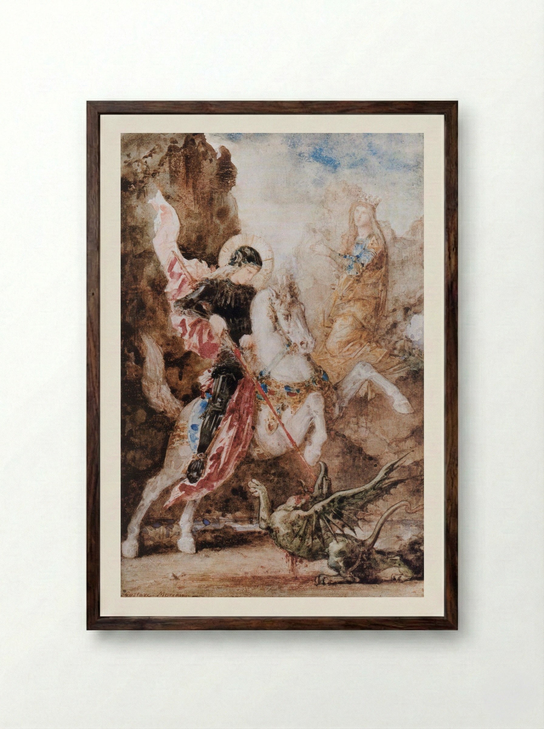 Saint George - Gustave Moreau - Framed Print Dark Wood