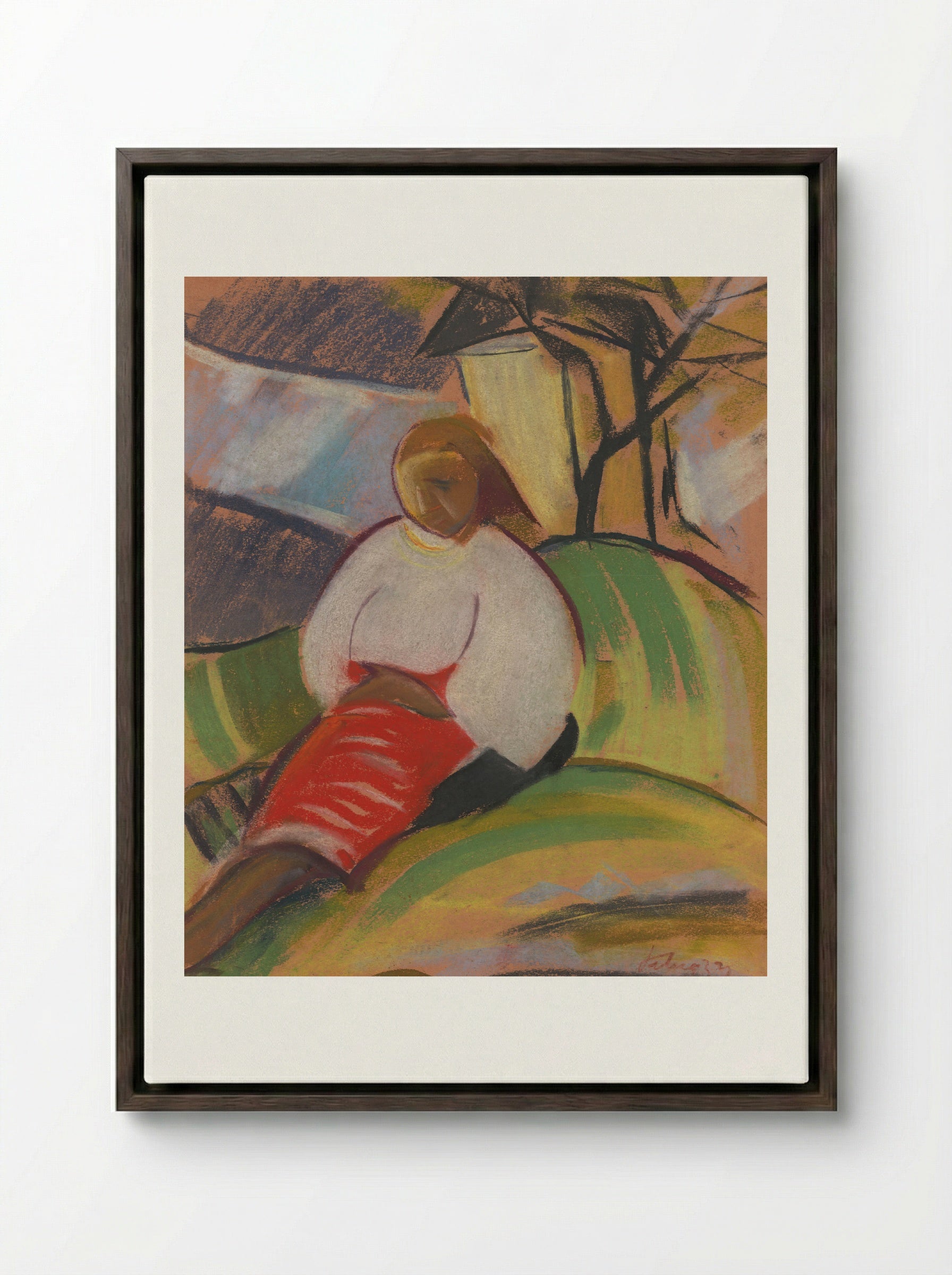 Girl in a Red Skirt - Zolo Palugyay - Framed Canvas Dark Wood
