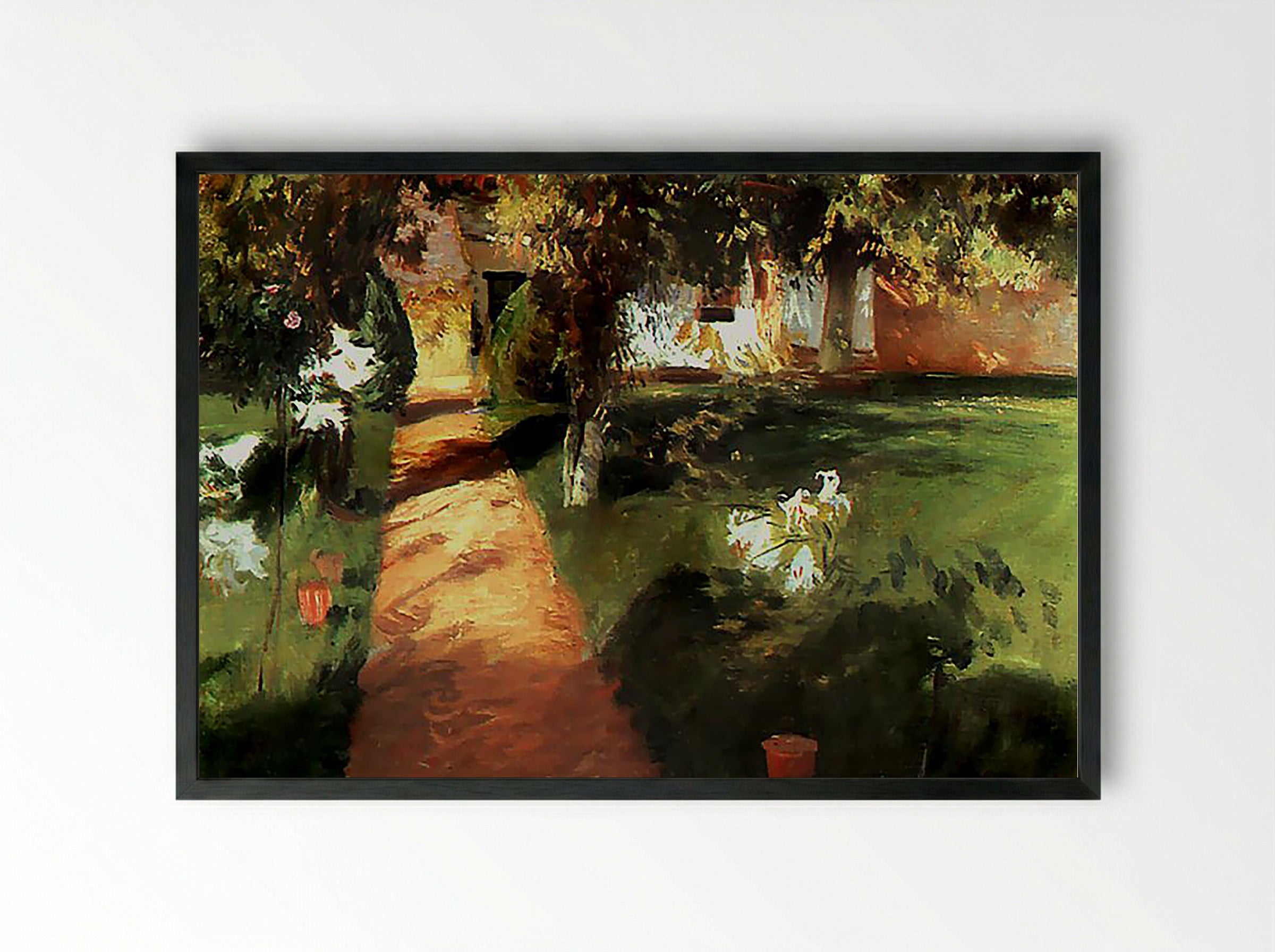 Untitled (Garden Path with Flowers) - Fine Art Print - Framed Print Black