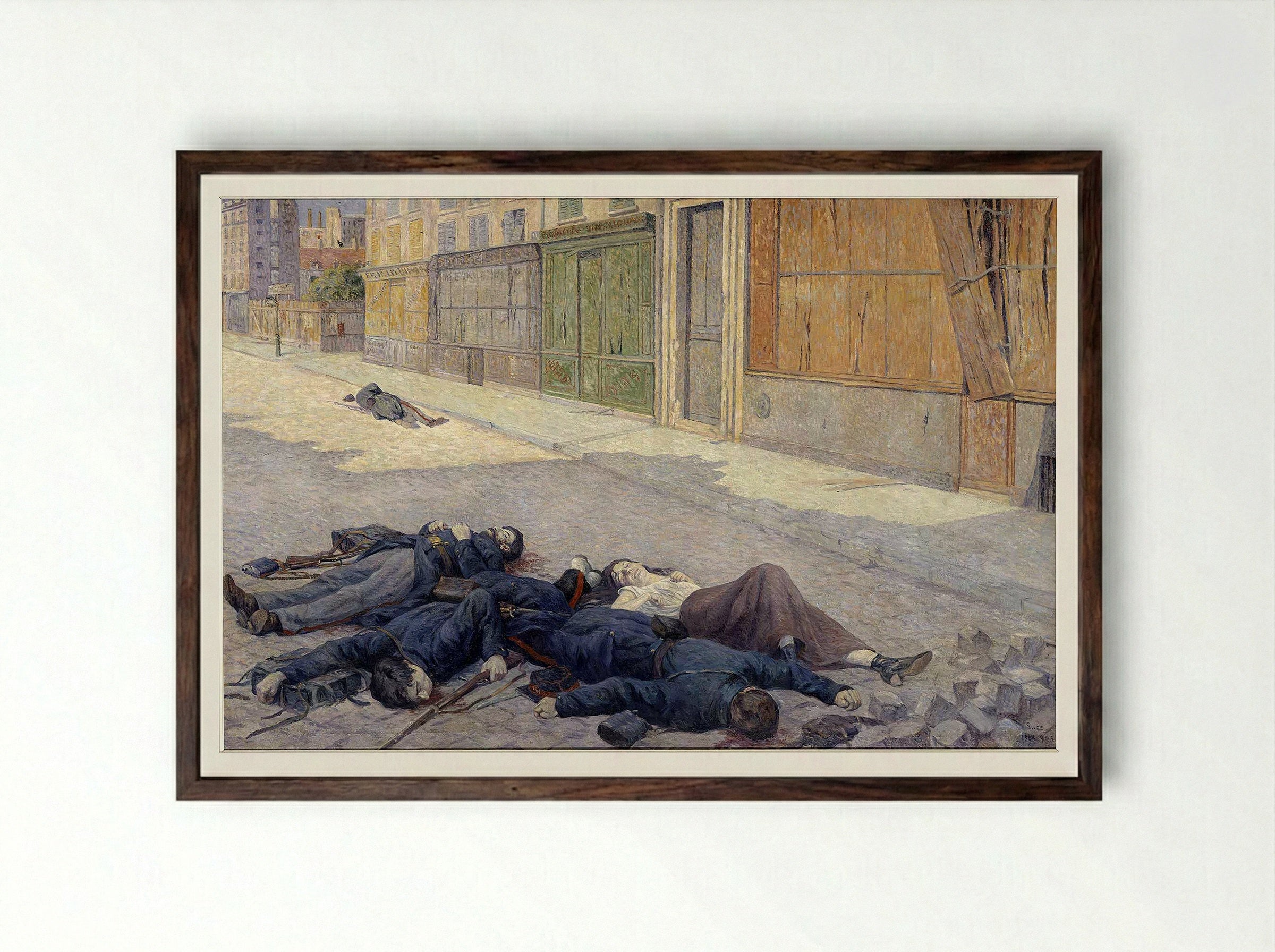 Une Rue De Paris En Mai 1871 - Maximilien Luce - Framed Print Dark Wood