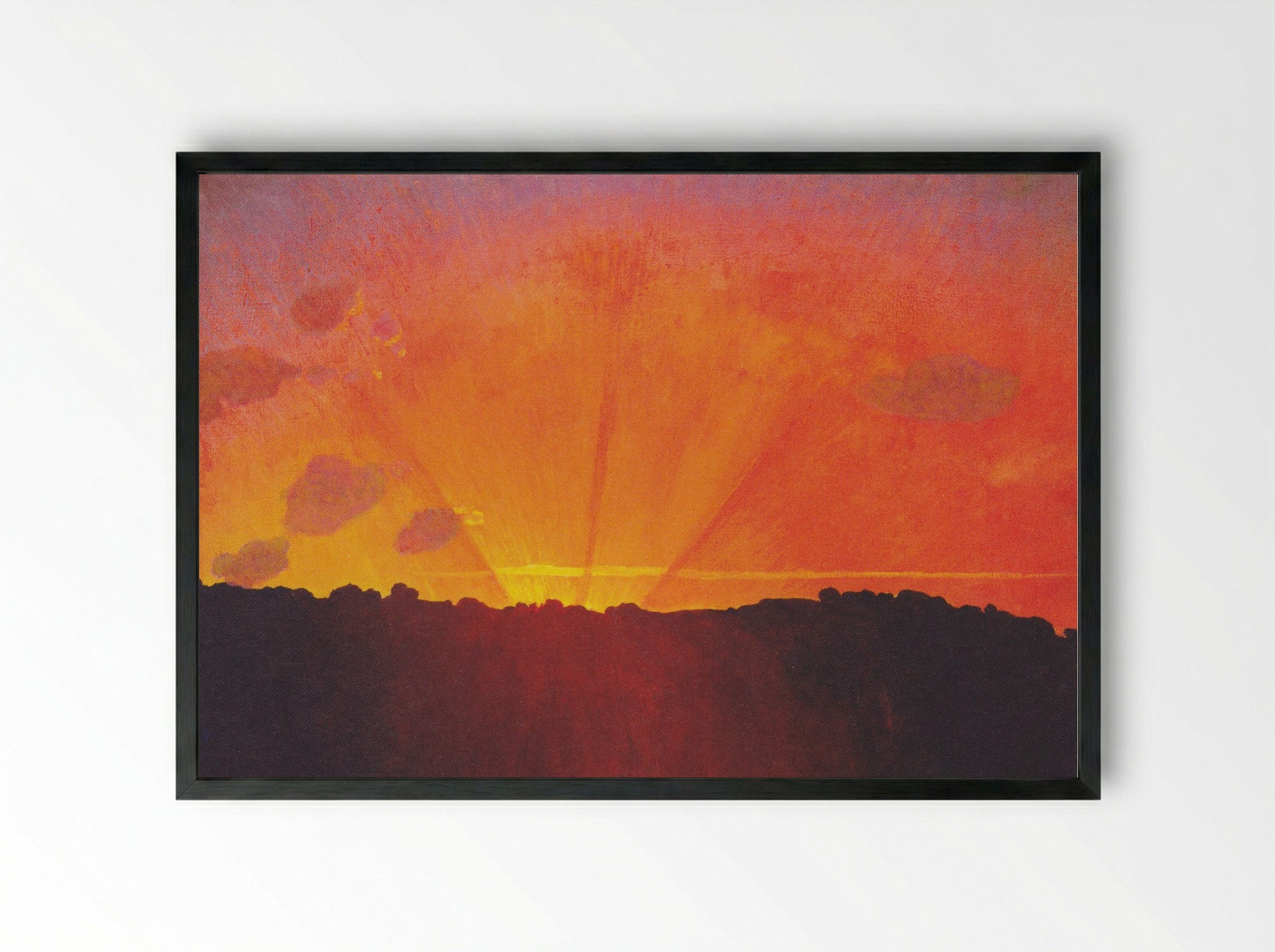 Sunset Over Hills - Fine Art Print - Framed Print Black