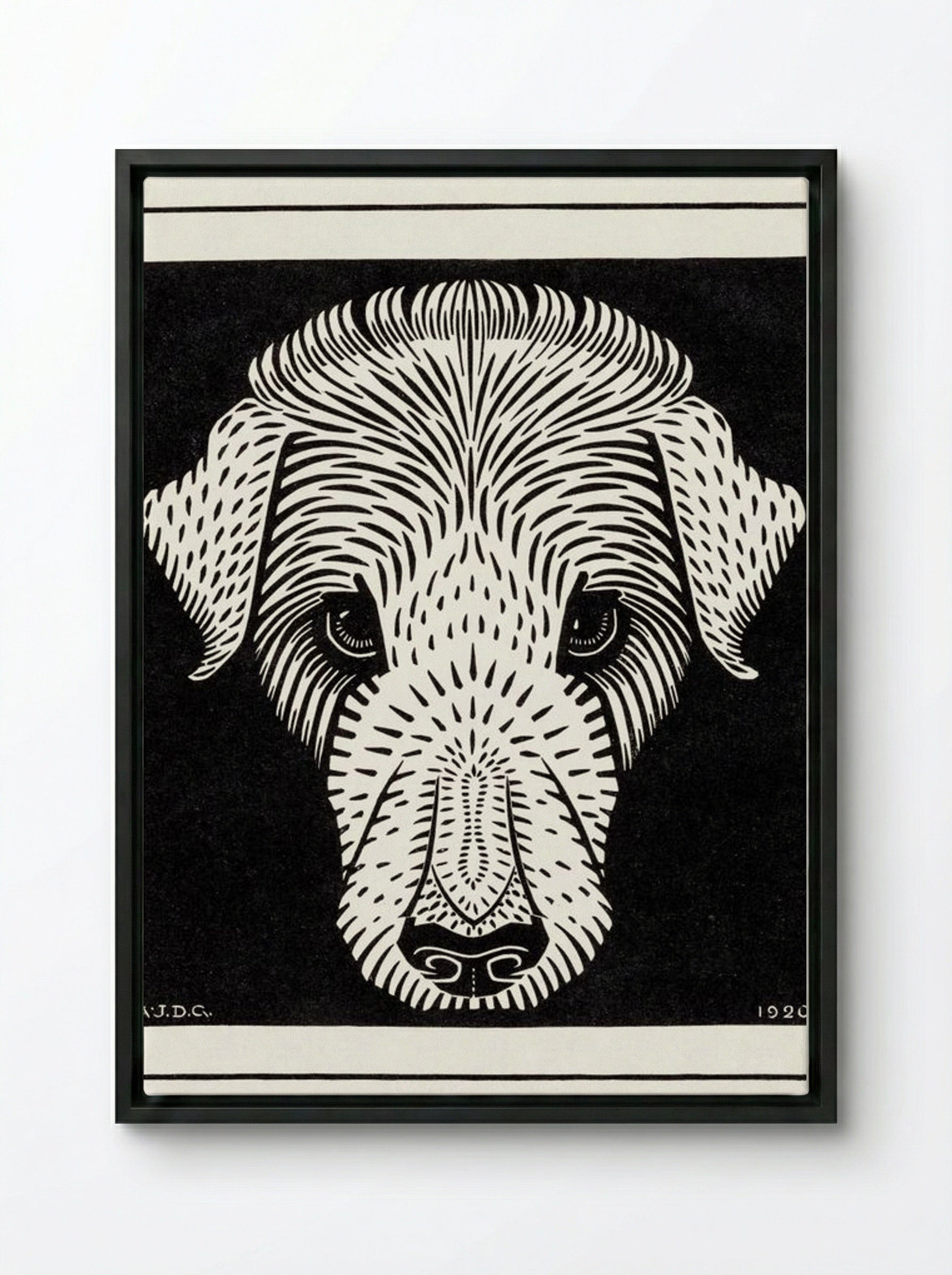 Dog's Head - Julie de Graag - Framed Canvas Black