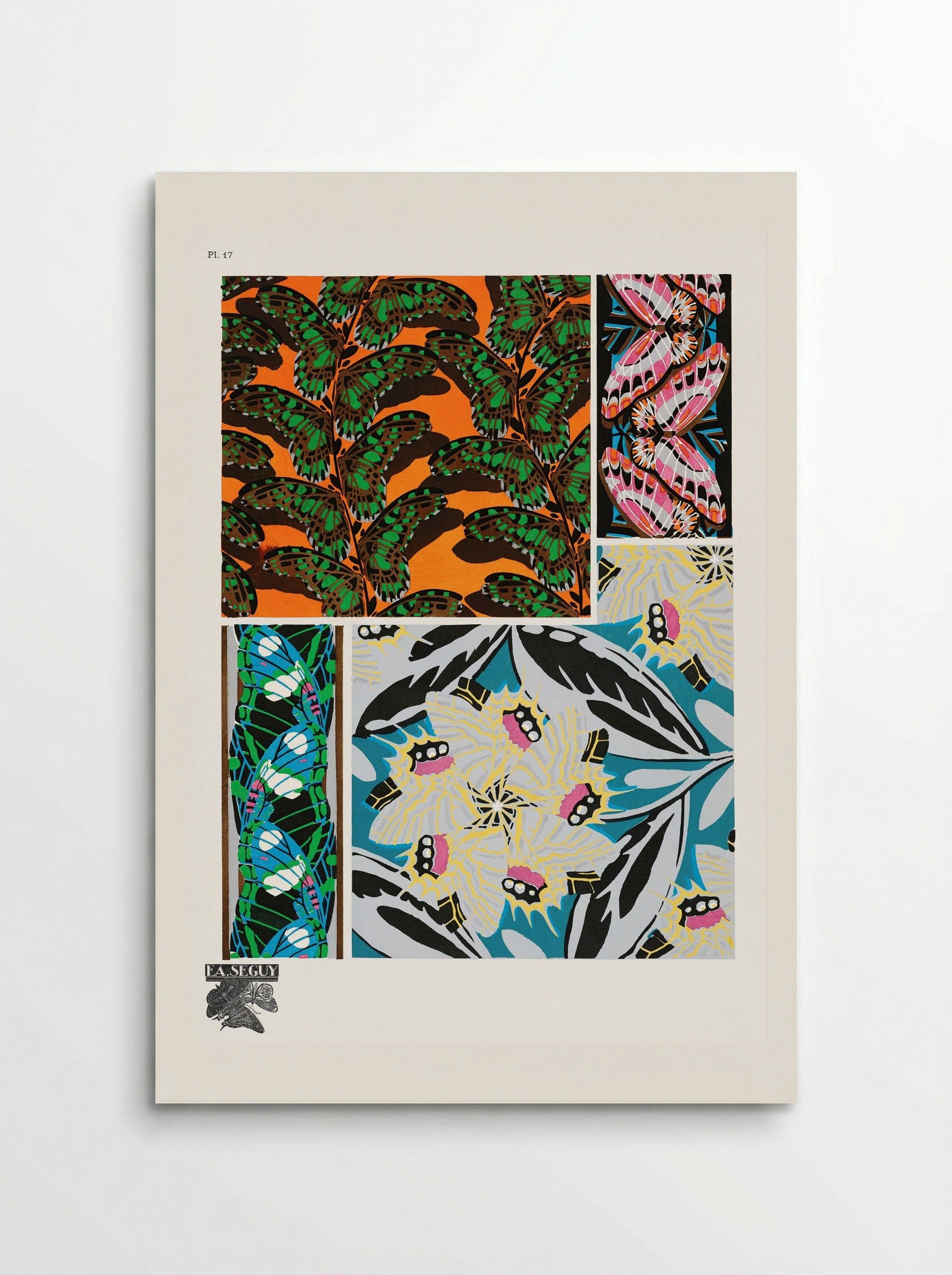 Butterflies Pattern Plate 17 - Émile-Allain Séguy - Poster