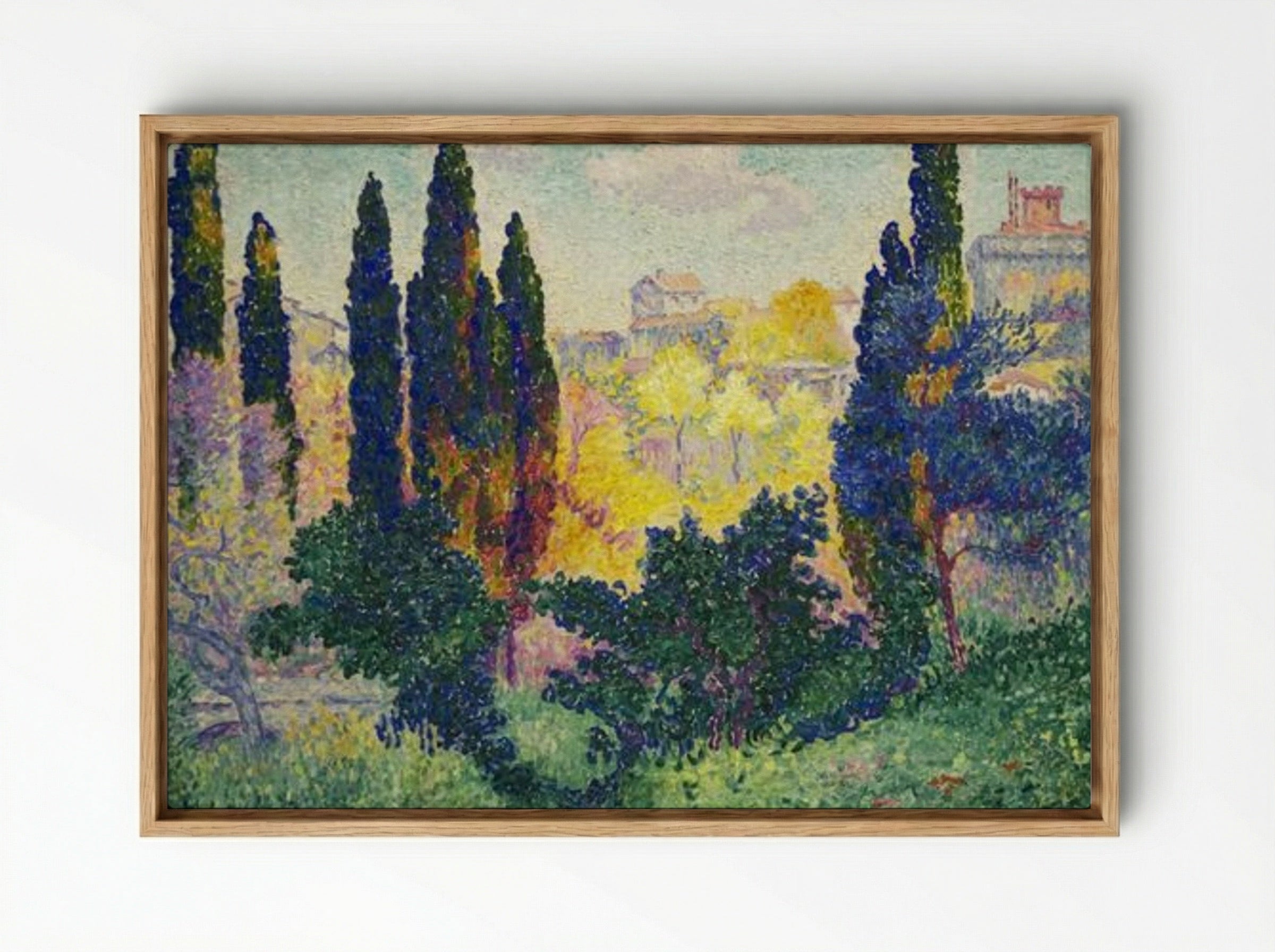 Les cyprès à Cagnes - Henri-Edmond Cross - Framed Canvas Wood