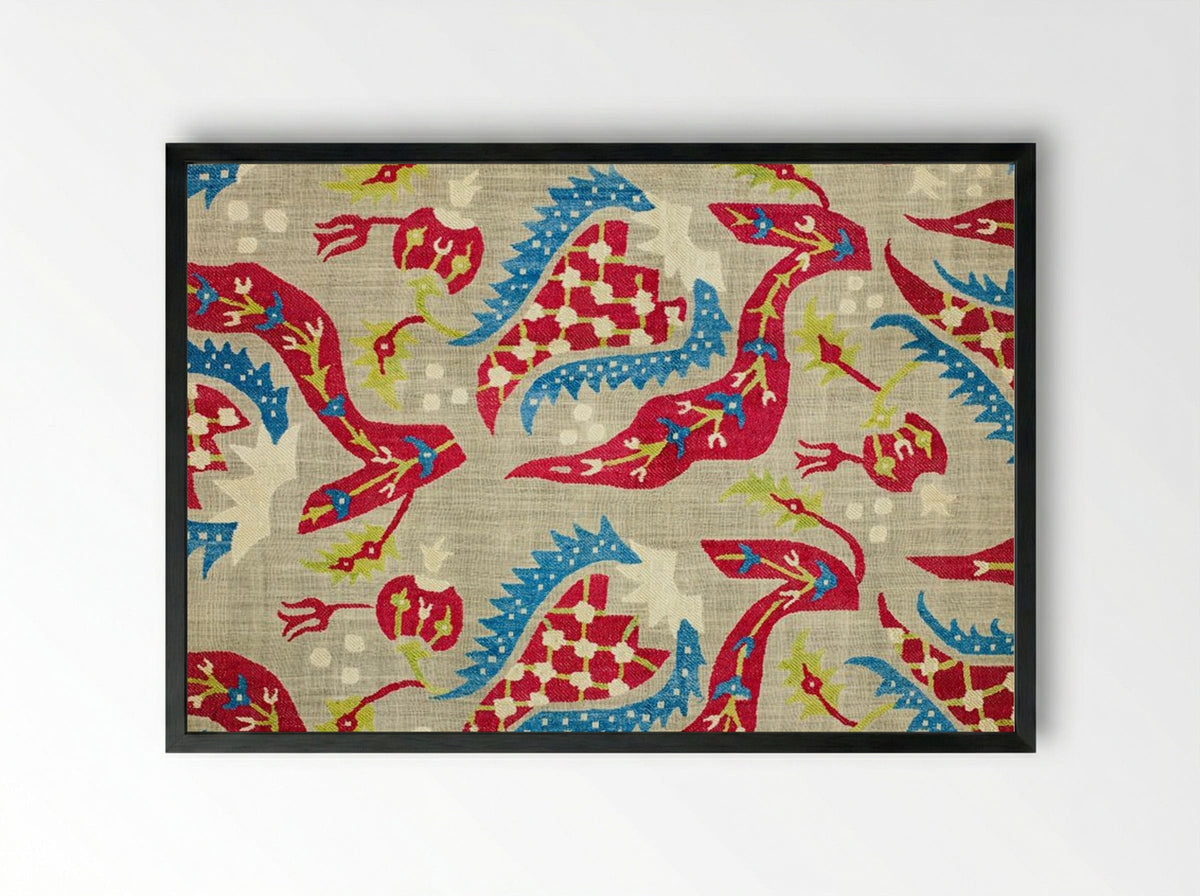 Turkish Bed Cover (Embroidered Textile Design) - William Morris - Framed Print Black
