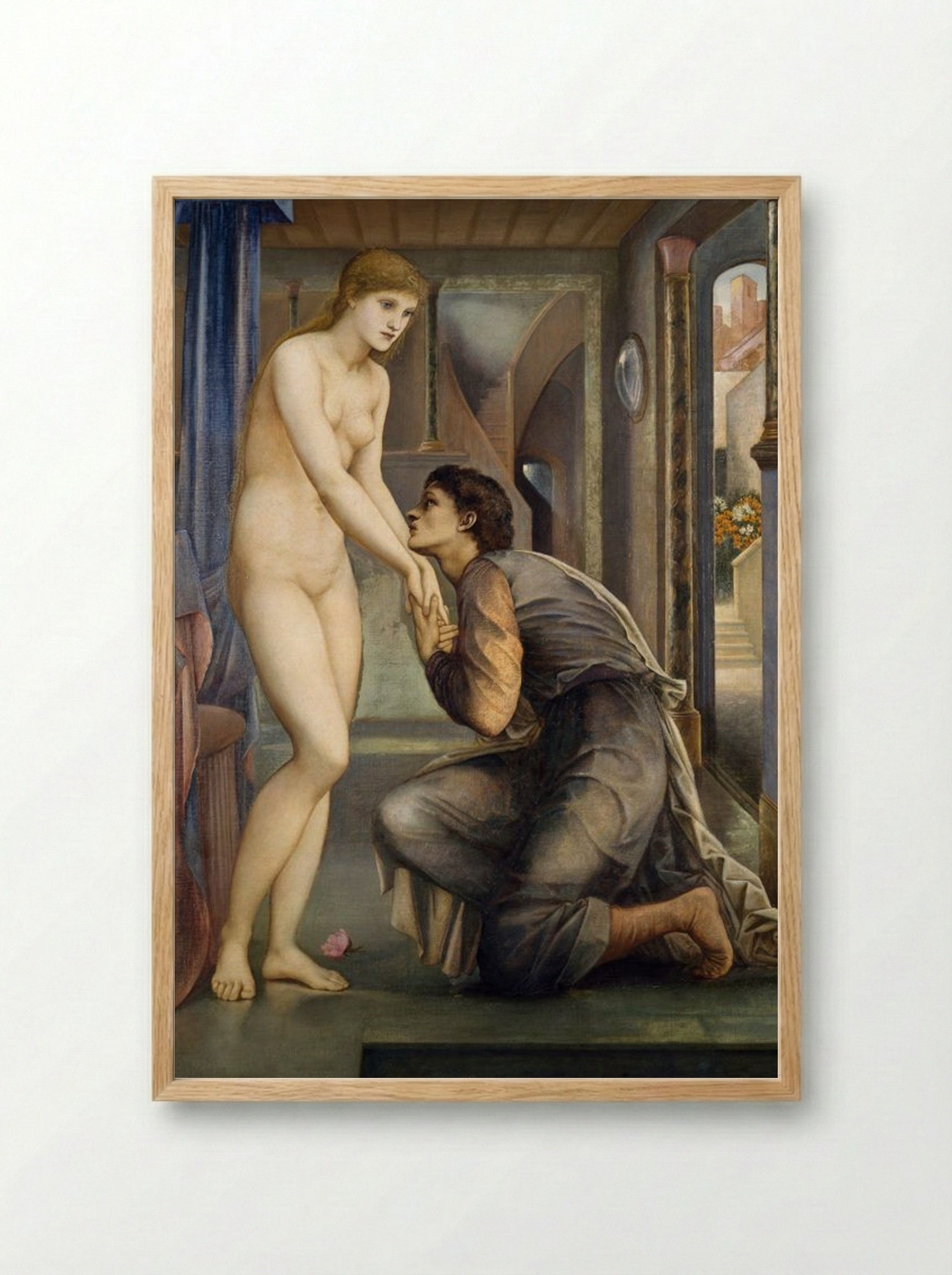 Pygmalion and the Image - The Soul Attains - Edward Burne-Jones - Framed Print Wood