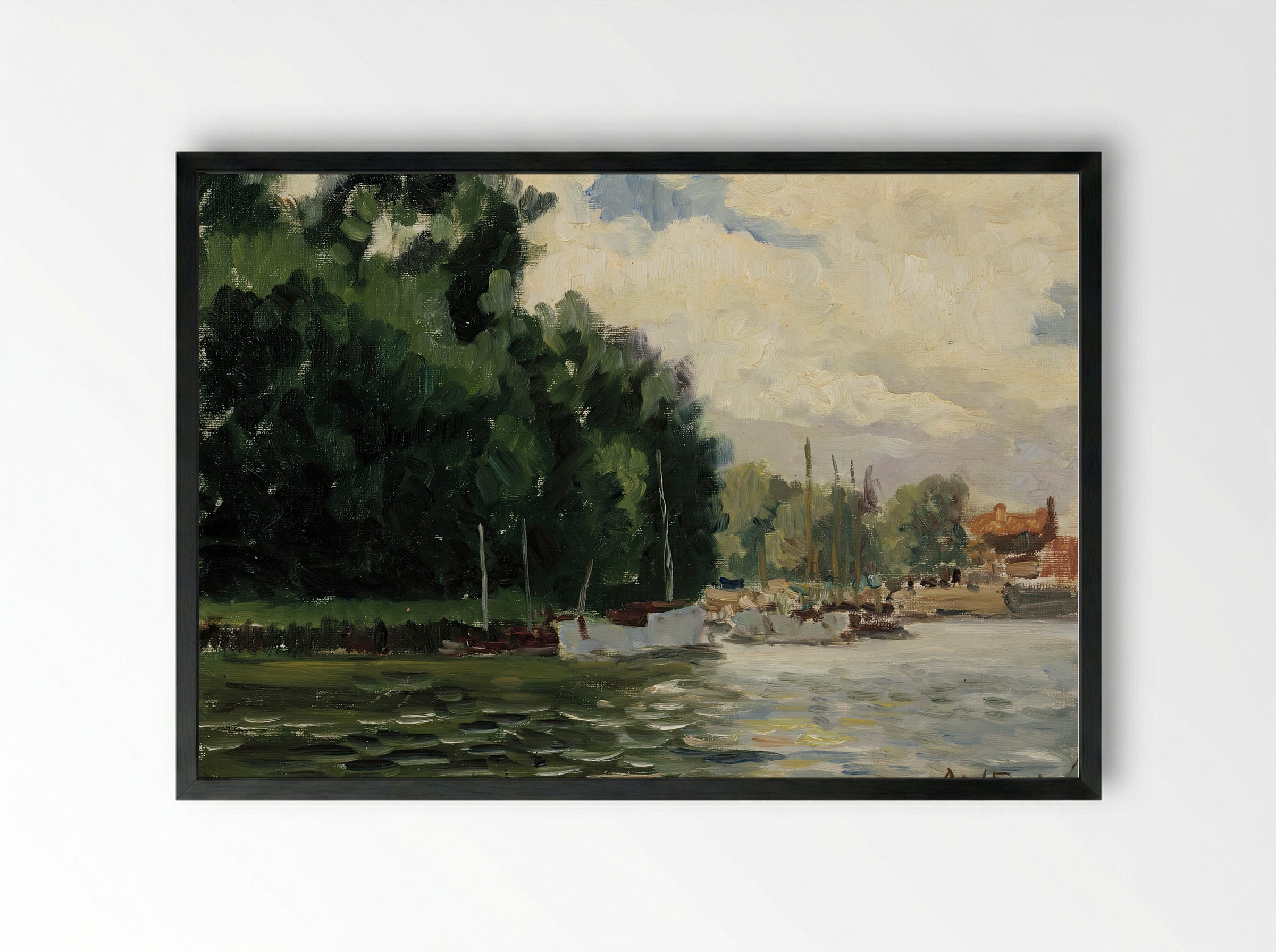 Richmond, Thames - Alfred William Finch - Framed Print Black