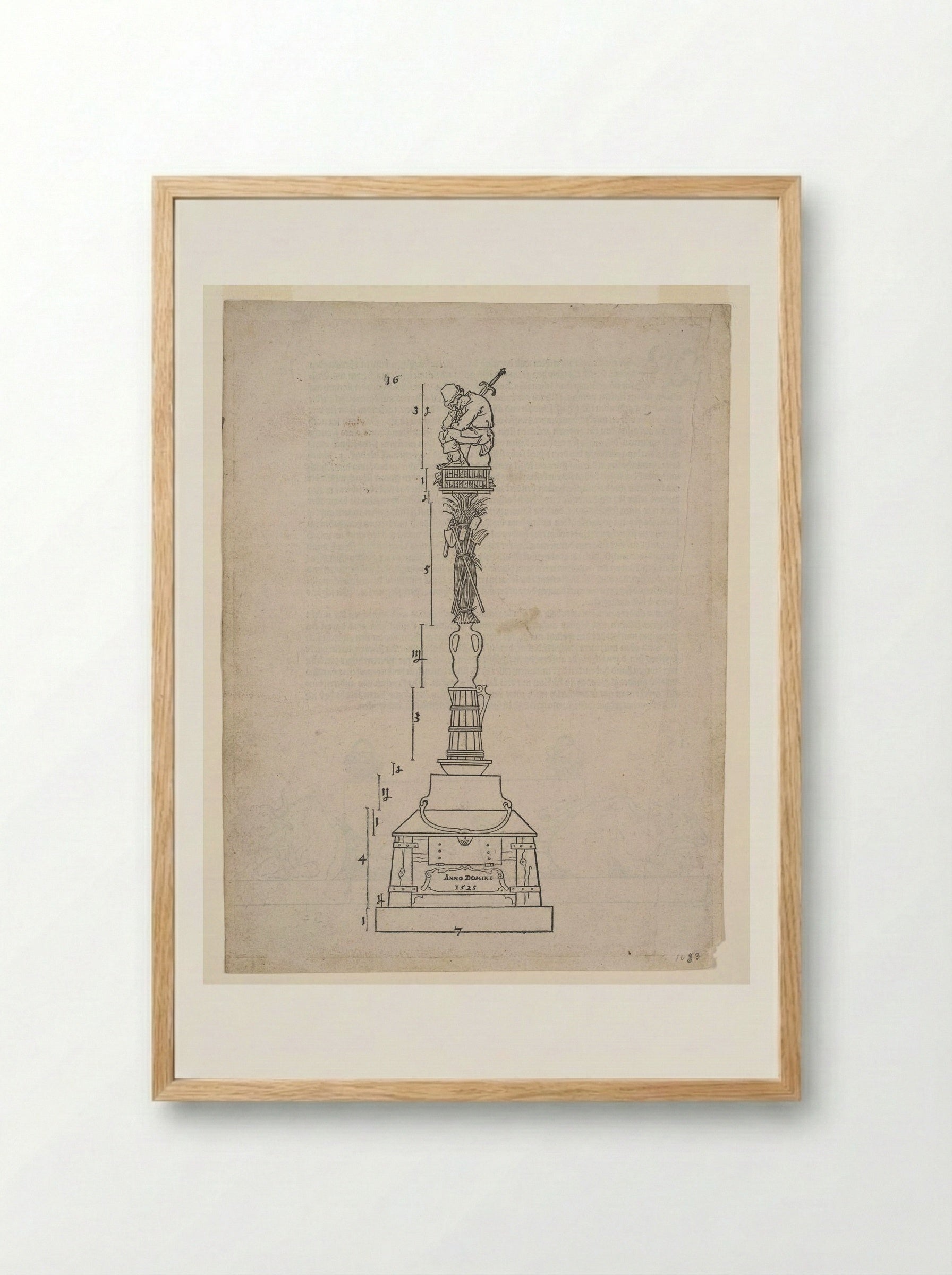 Column of Victory for the Subjugation of the Peasants - Albrecht Dürer - Framed Print Wood