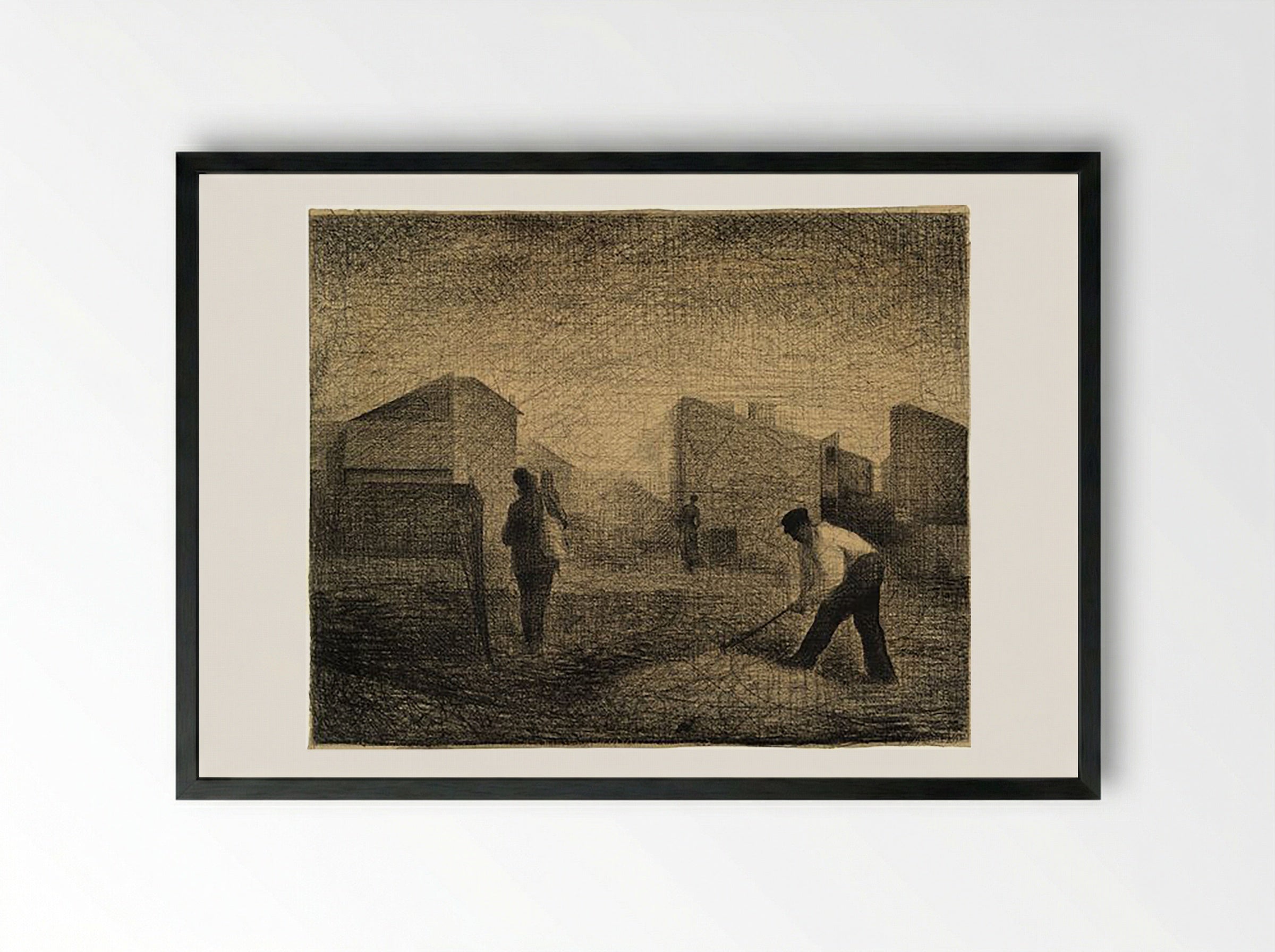 The Stone Breakers - Georges Seurat - Framed Print Black