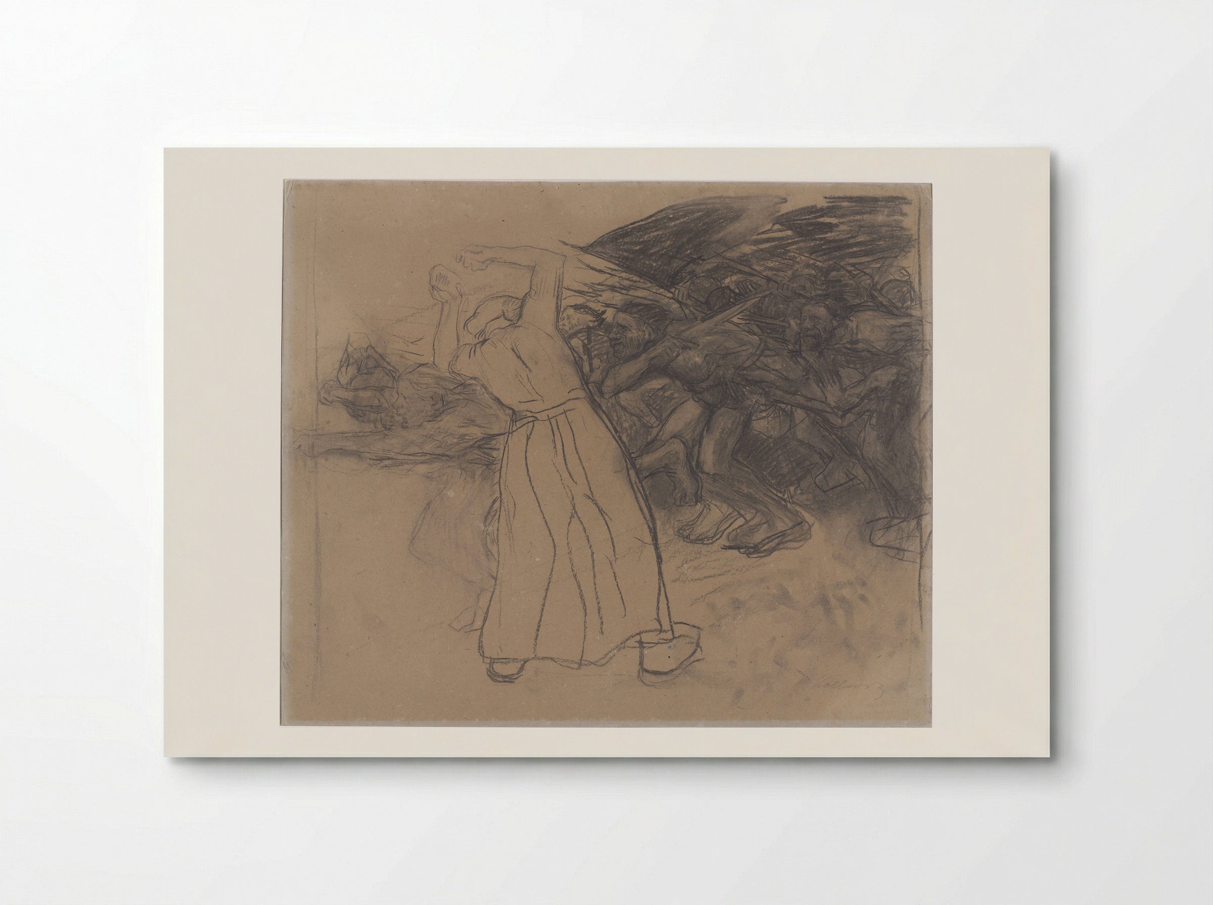 Standing Woman Encouraging a Marching Group of Men - Käthe Kollwitz - Poster