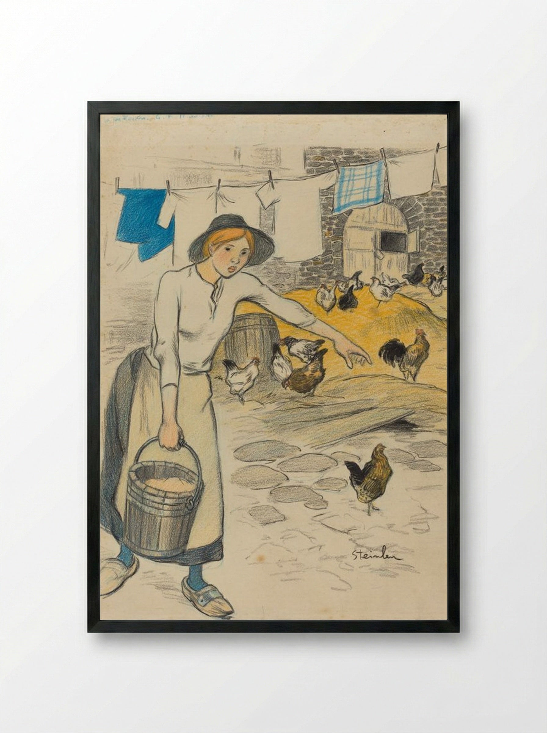 Fille de Ferme - Théophile Alexandre Steinlen - Framed Print Black