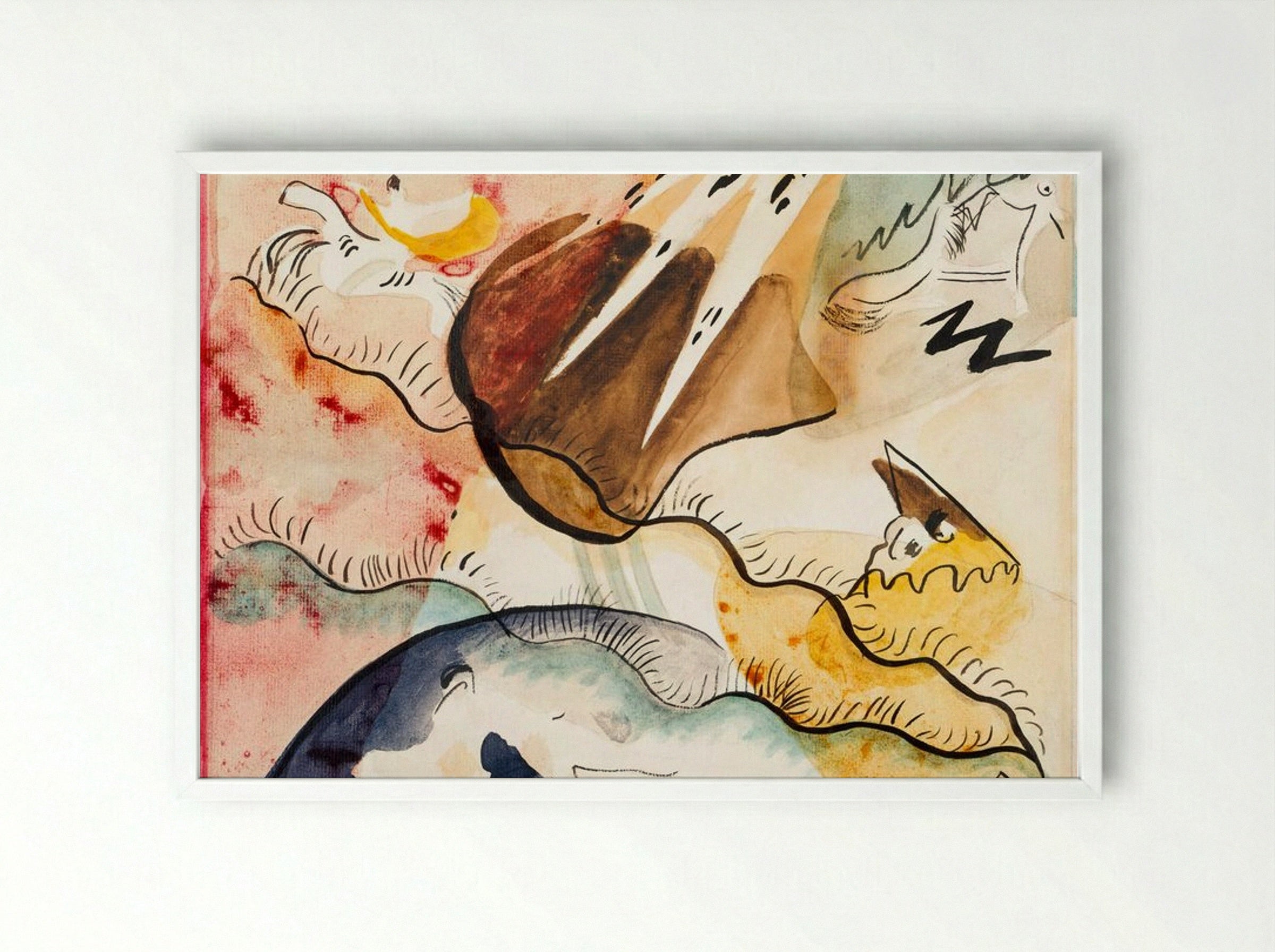 Rain Landscape - Wassily Kandinsky - Framed Print White